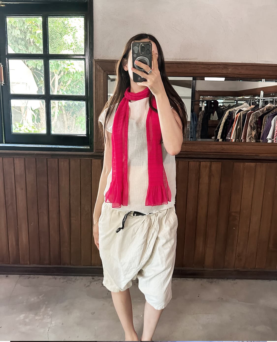 JPV shirring pink scarf 상품이미지5