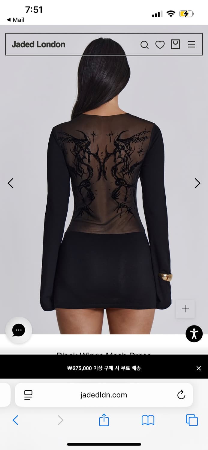 Jaded London Black Wings Mesh Dress 상품이미지1