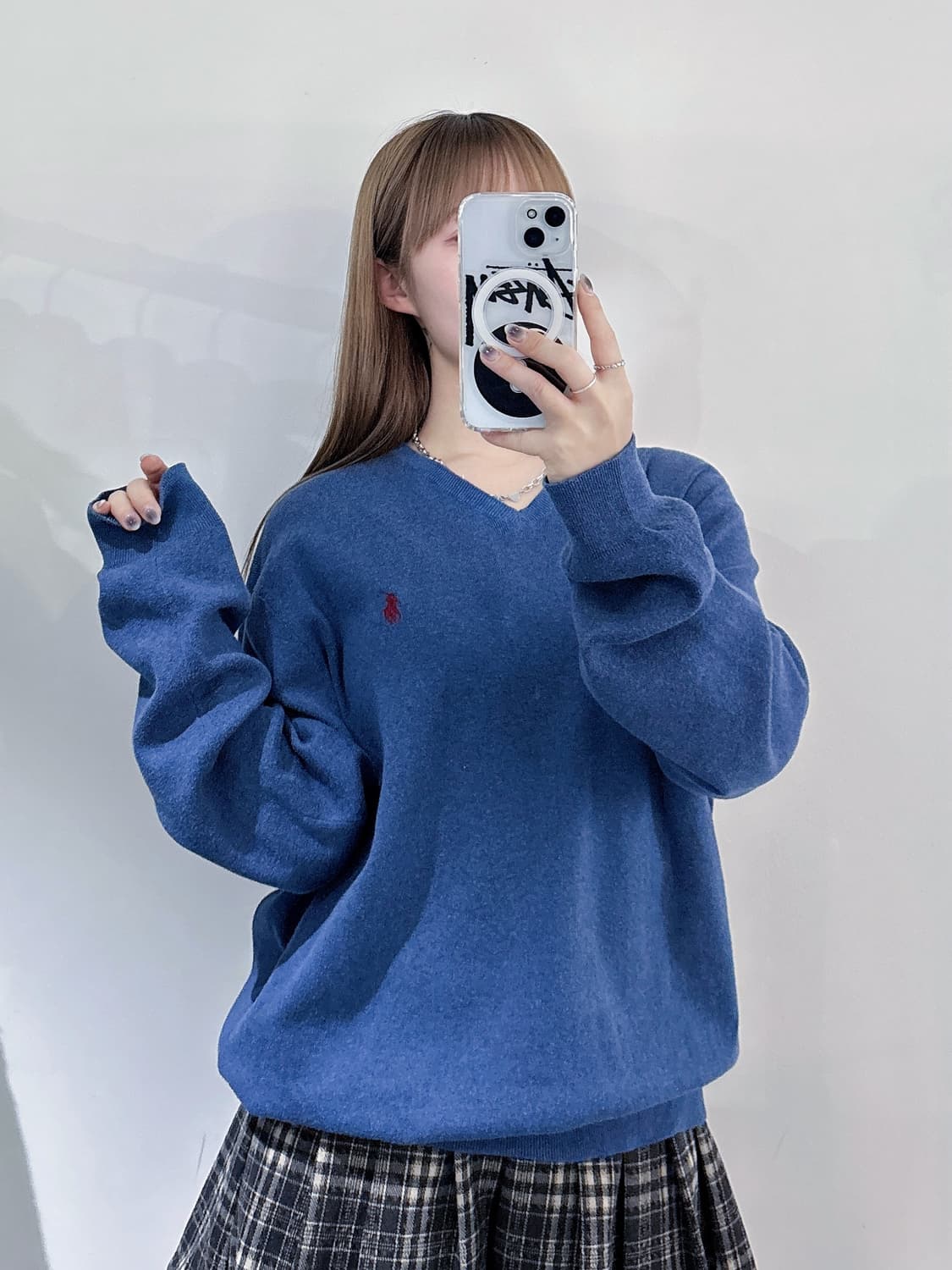 폴로 블루 포니 브이넥 니트 상품이미지1
