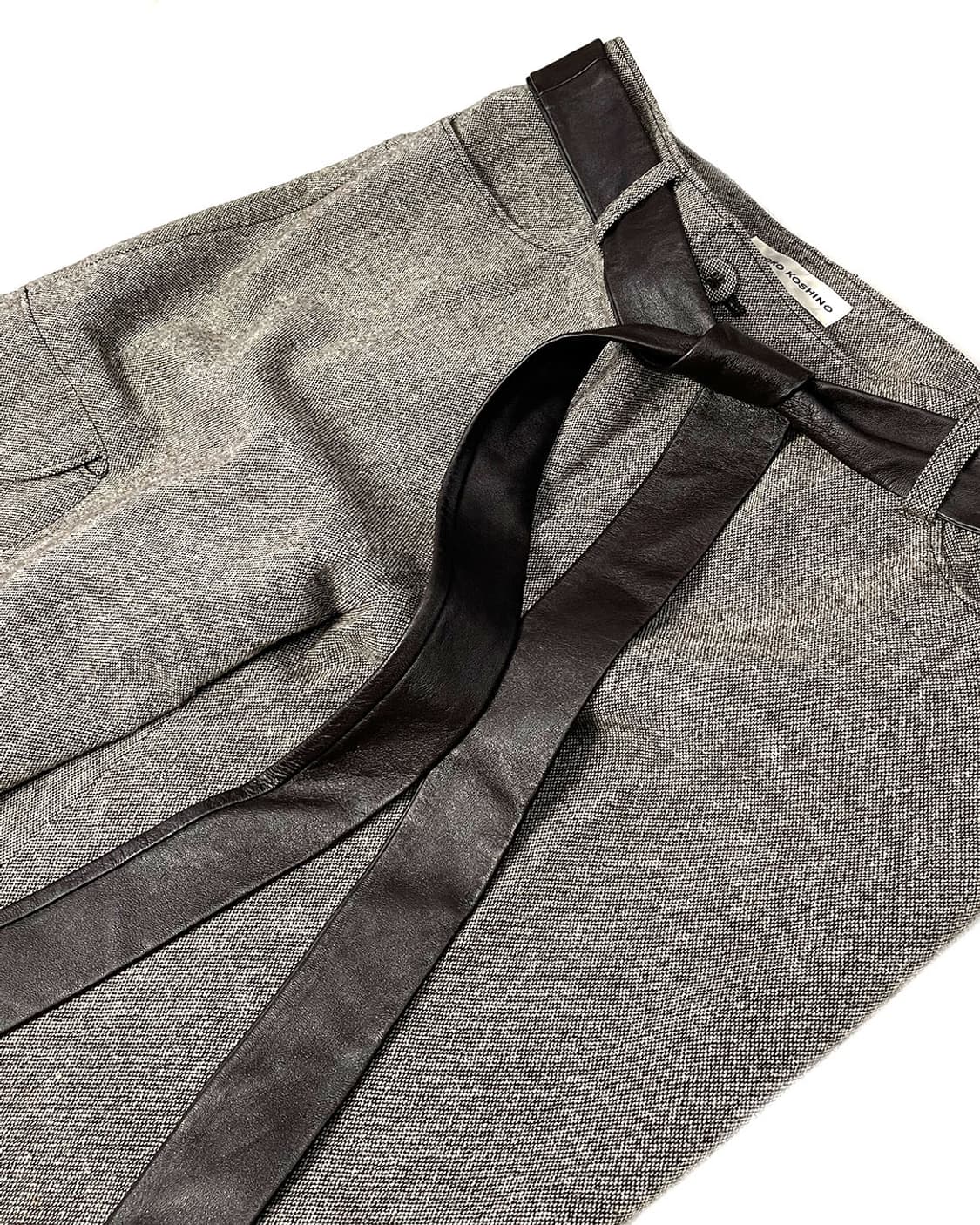 Hiroko Koshino 레더 벨트 울 카프리팬츠  상품이미지5