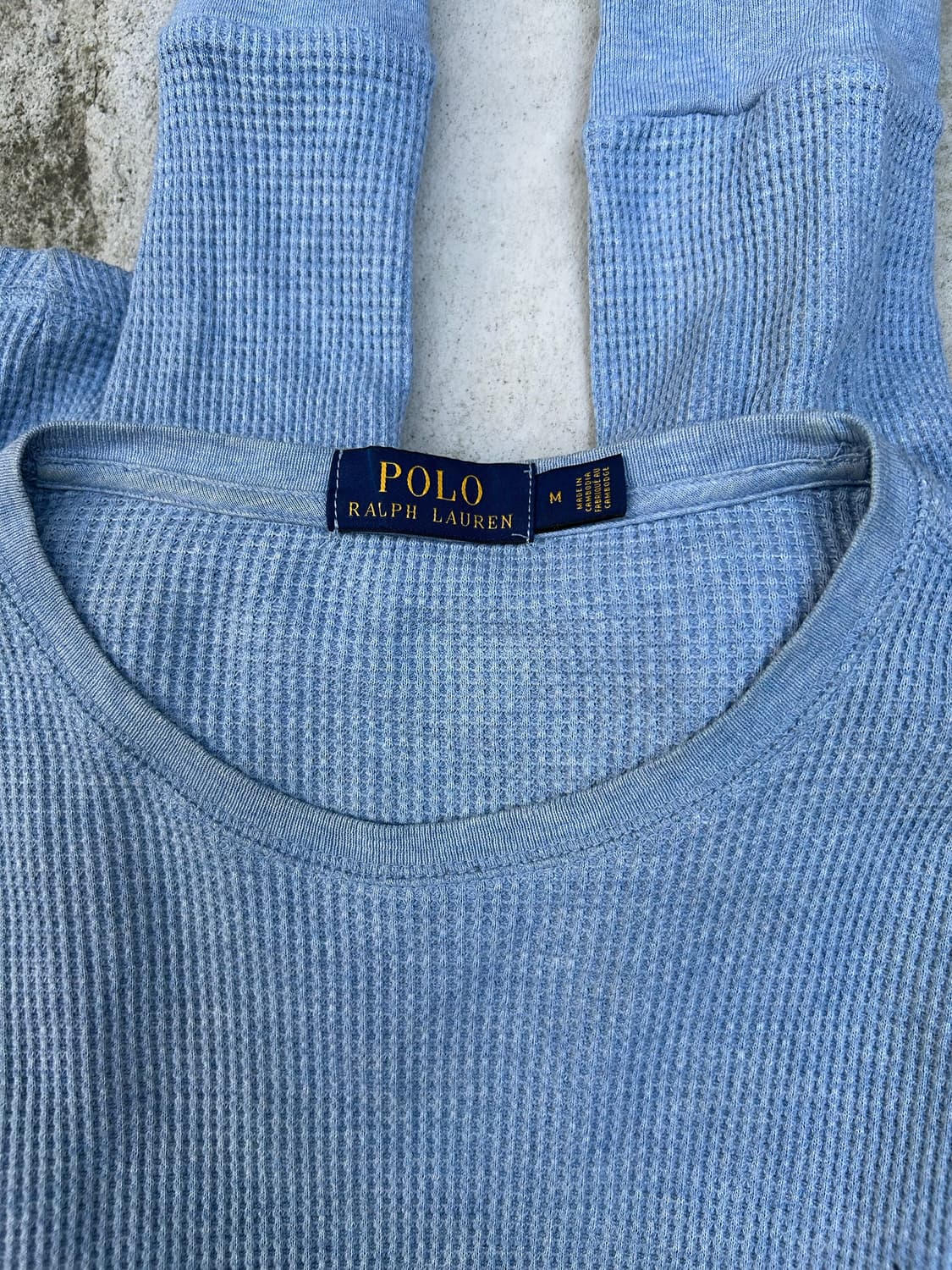 Vtg 폴로 하늘색 와플 니트 롱슬리브 상품이미지3