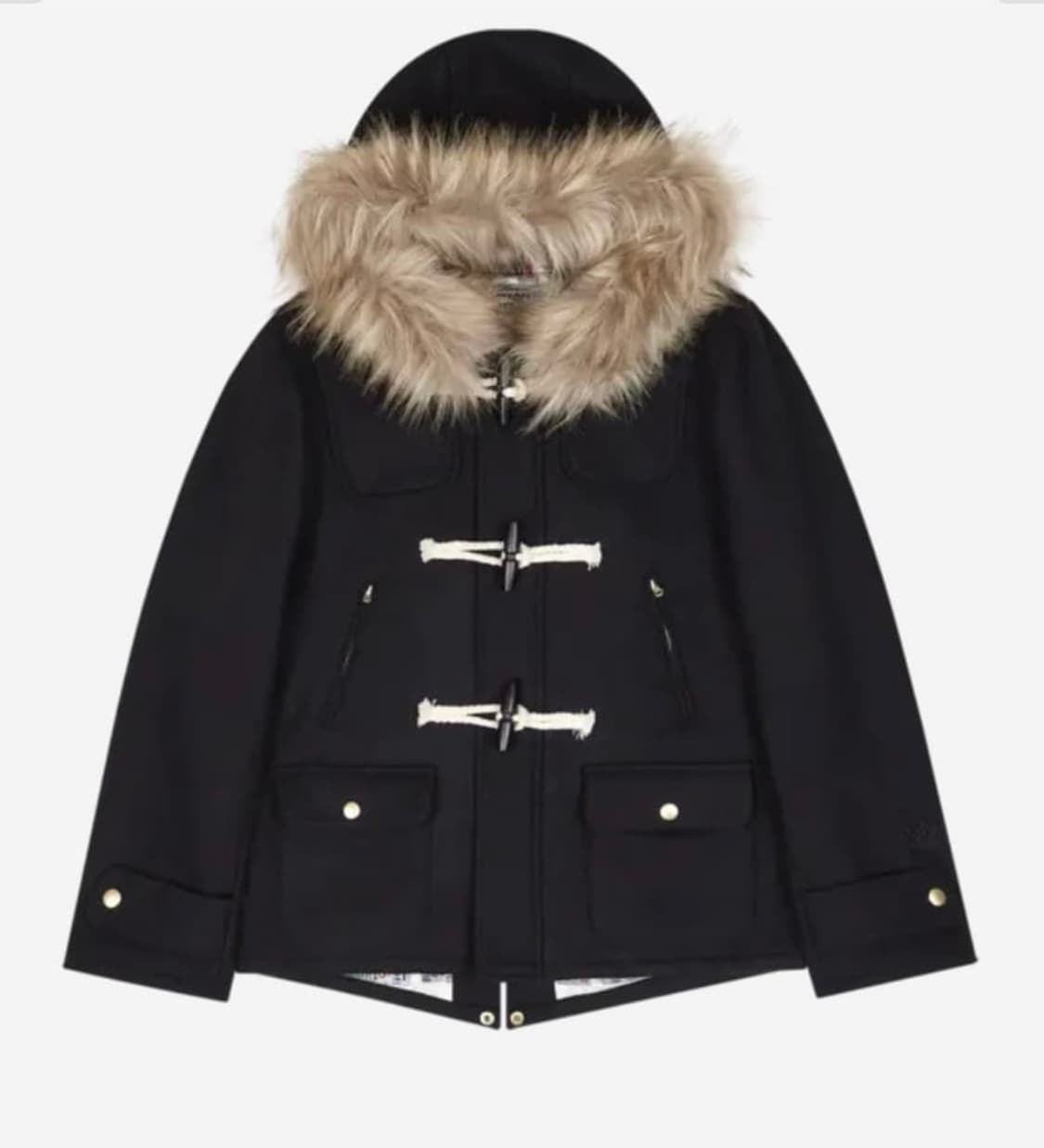 사파리스팟 레기온 모터스 클럽 페이크 퍼 더플 코트 블랙 상품이미지1