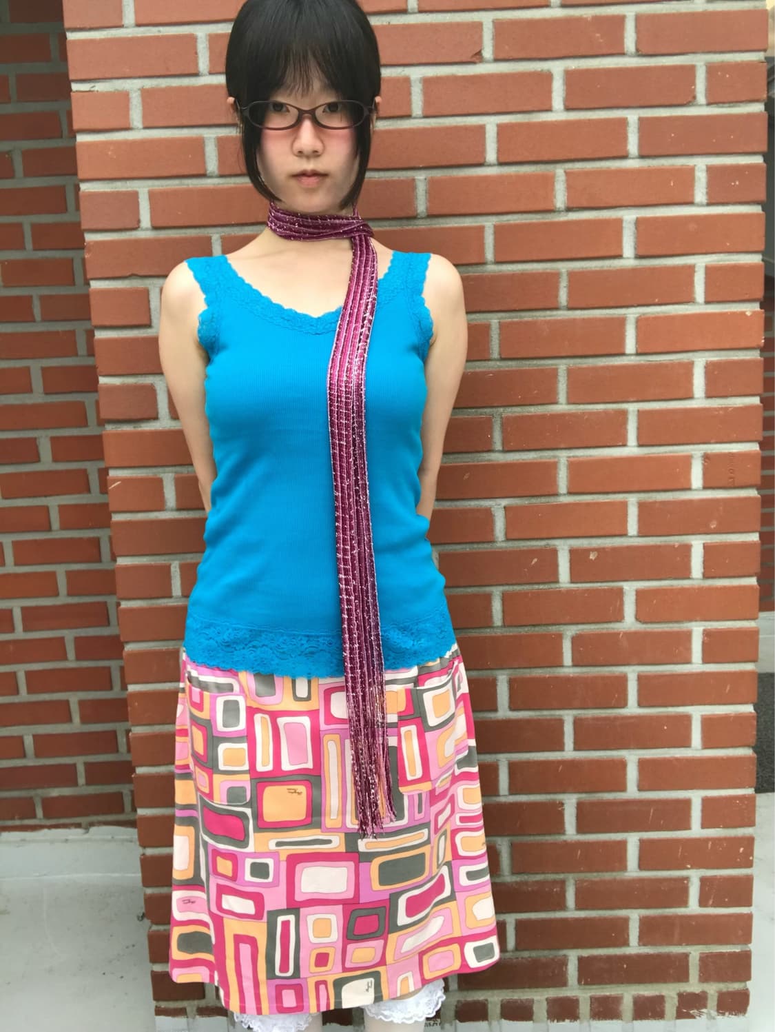 vintage pink pearl scarf 상품이미지3