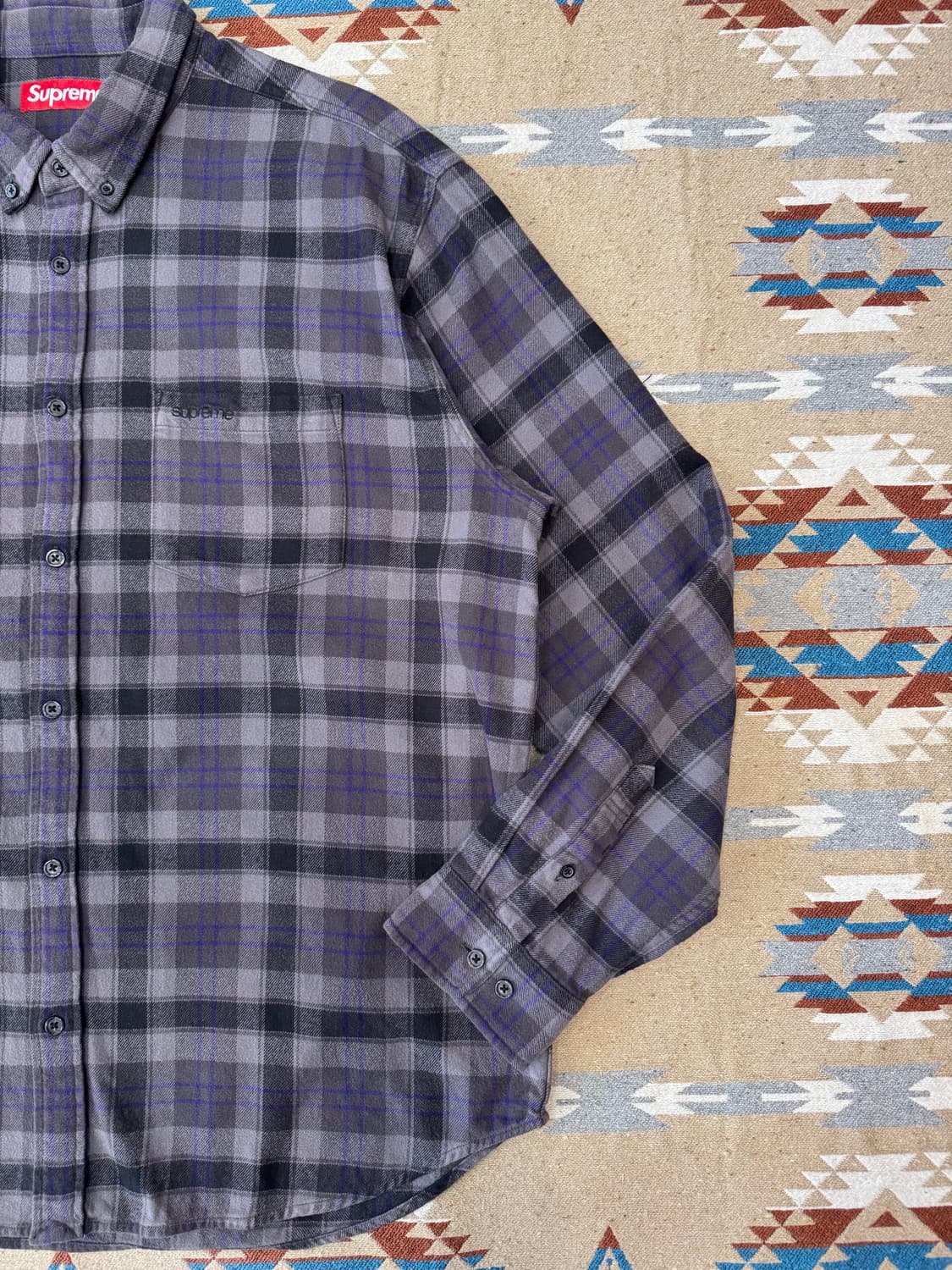 [L] 슈프림 플레이드 플란넬 셔츠 블랙 - 24SS 상품이미지5
