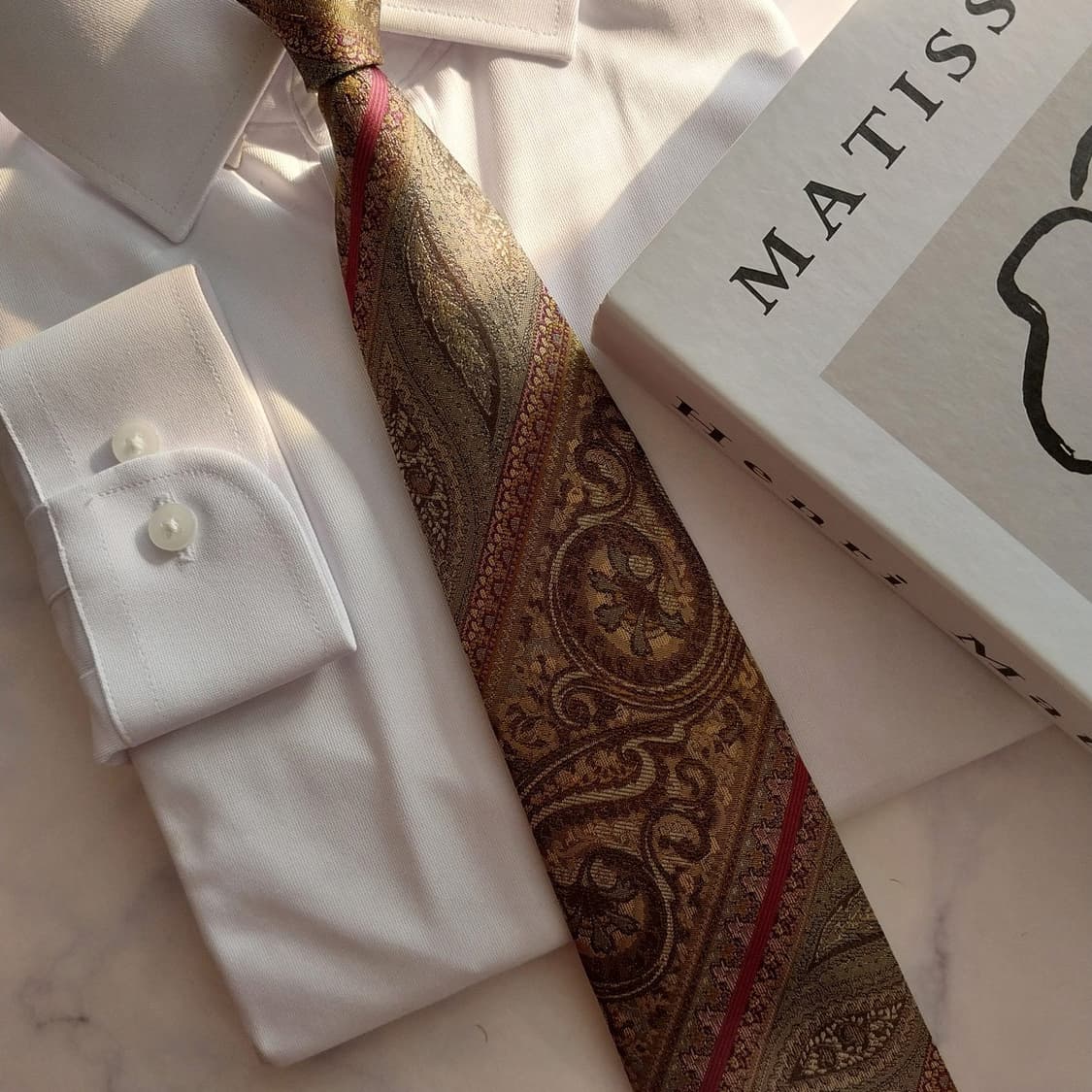 치레리오 실크 브라운 페이즐리 패턴 넥타이 9.4cm A+등급 K1304 상품이미지8