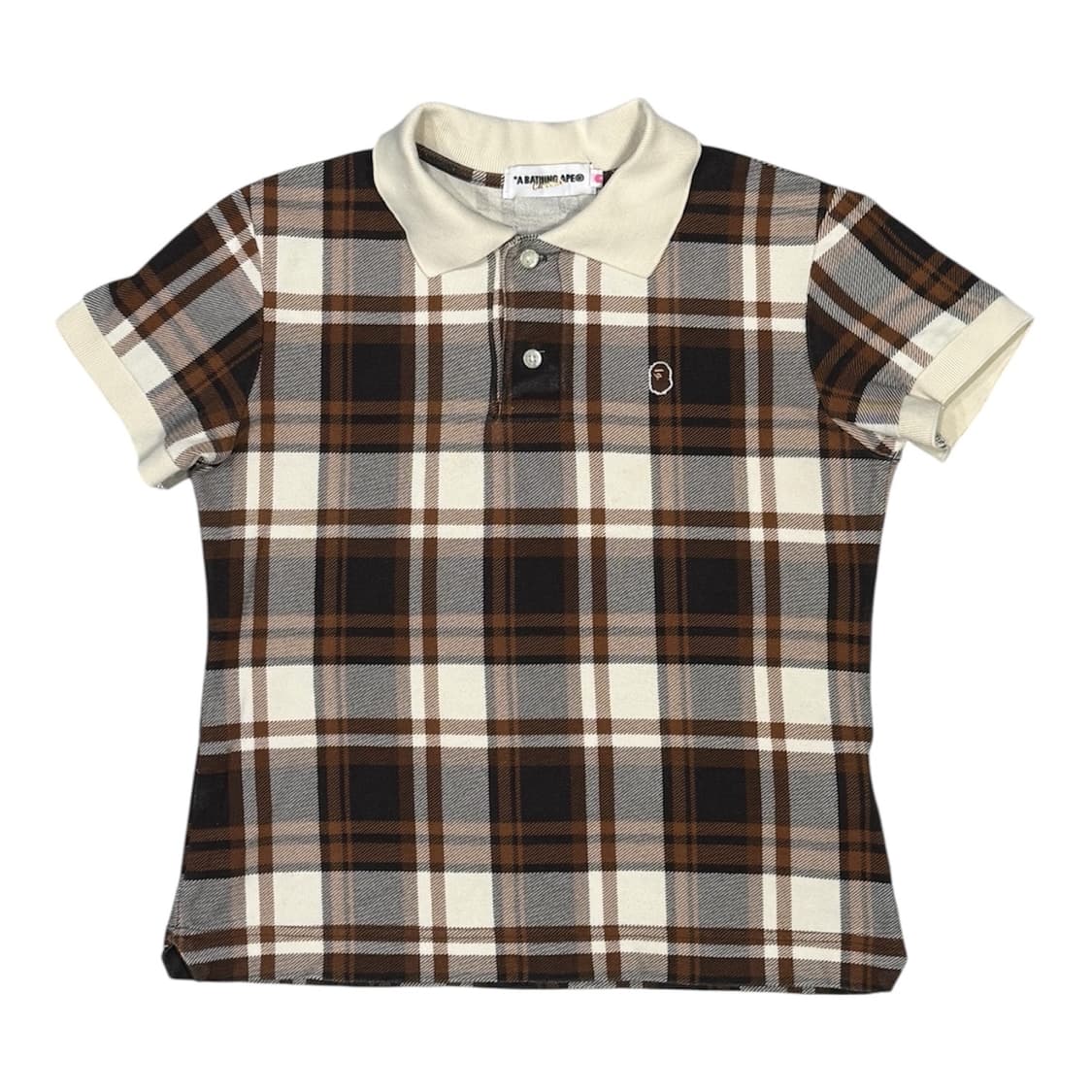 베이프 아카이브 체크 패턴 사루 패치 폴로티 반팔 티셔츠 상품이미지1