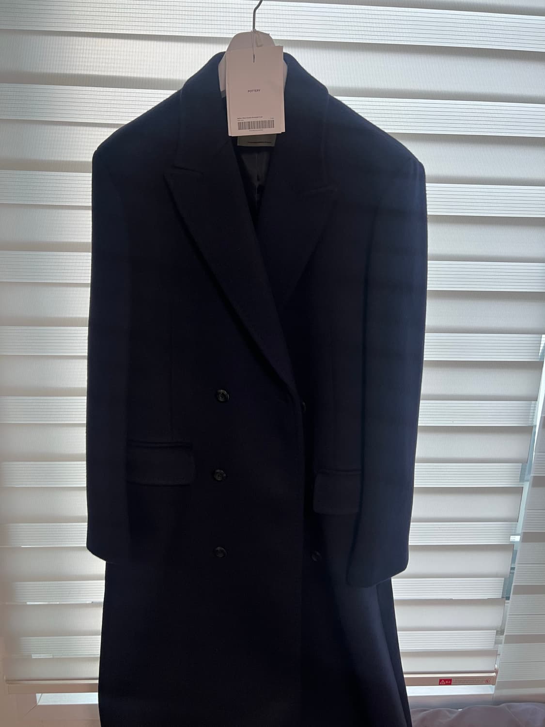 [새상품] 포터리 캐시미어 멜톤 울 더블 브레스티드 코트 다크네이비 2 상품이미지4