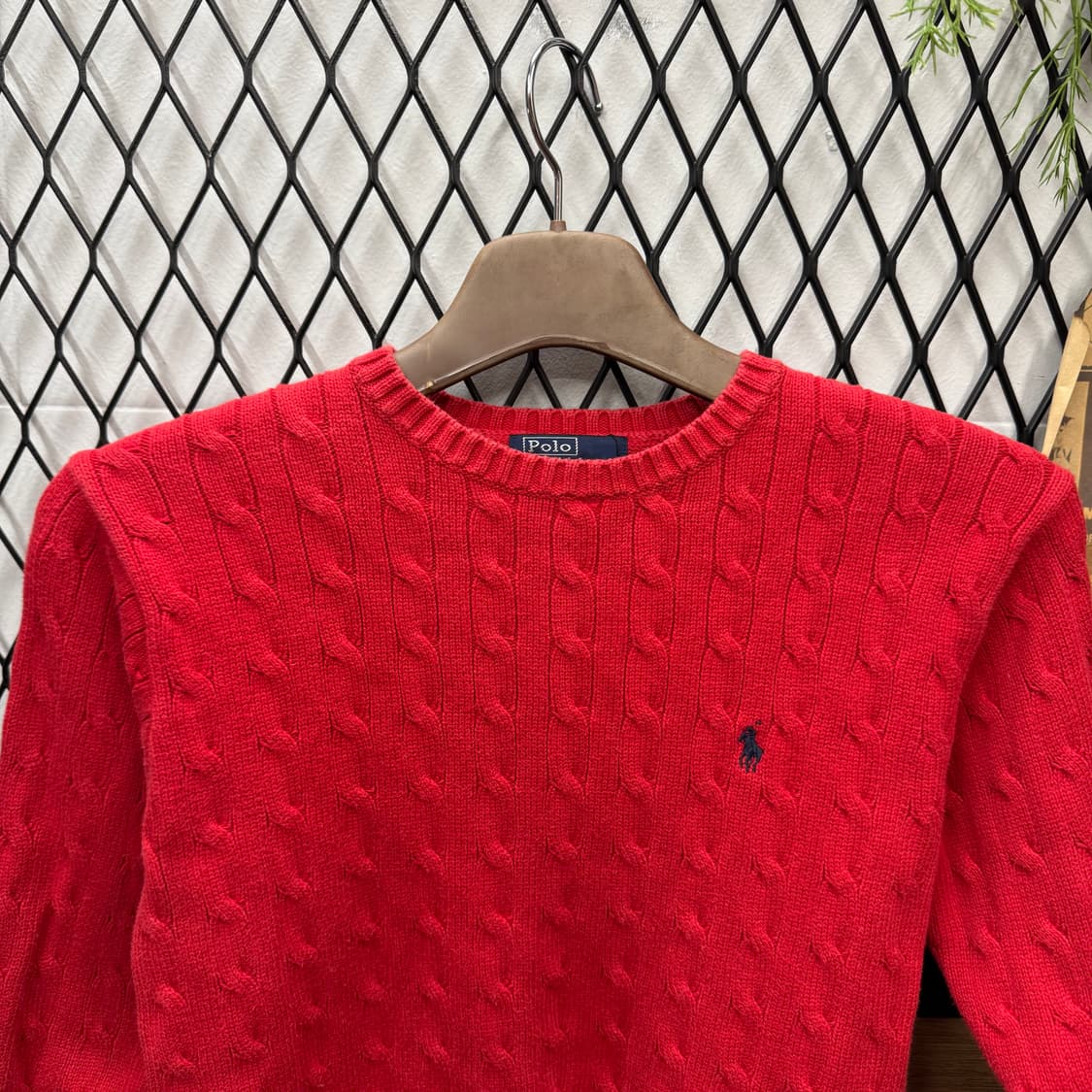 폴로 랄프로렌 케이블 니트 네이비 포니 로고 포인트 레드 상품이미지3