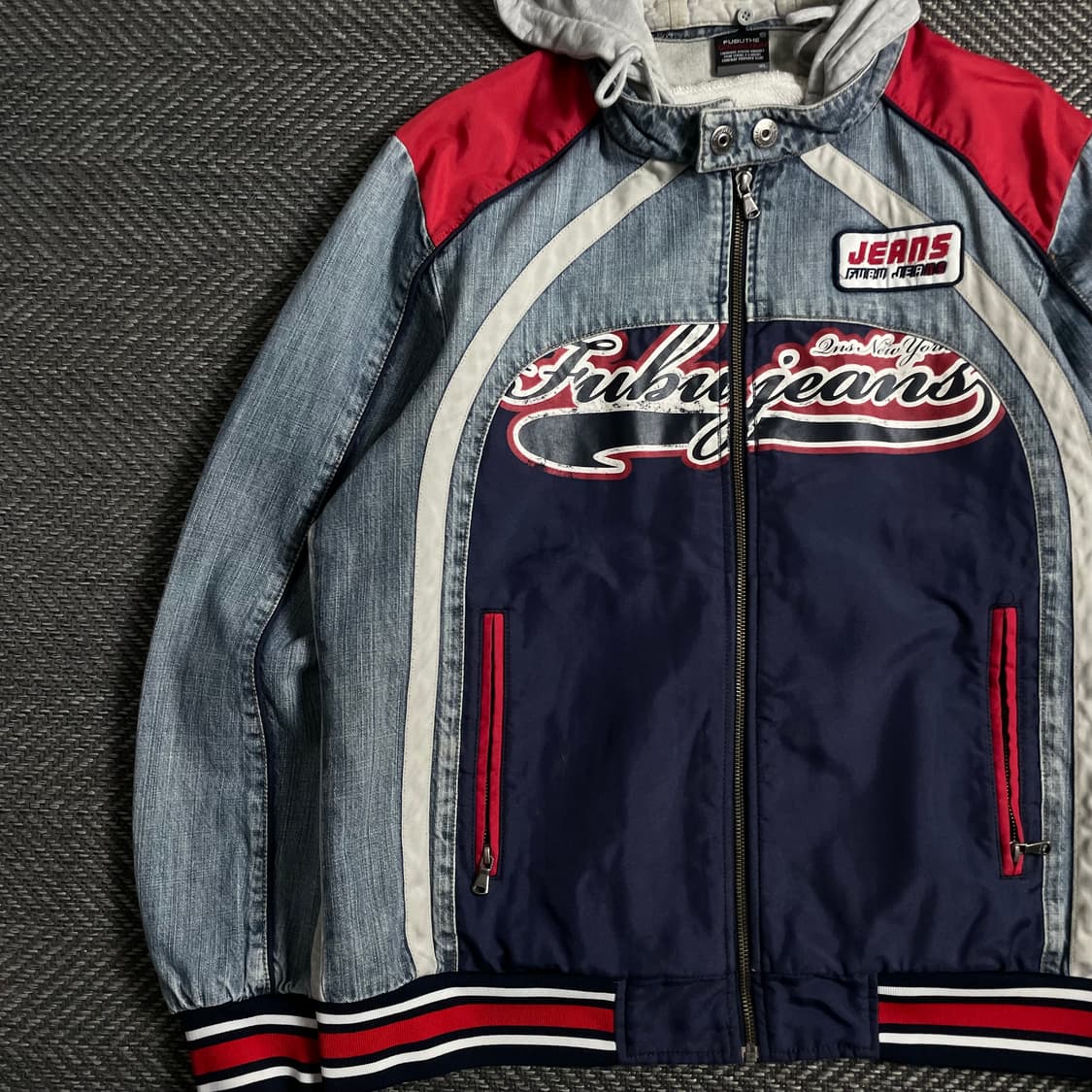 00s Fubu 후부 올드스쿨 데님 믹스업 레이싱 자켓 y 5047 상품이미지3