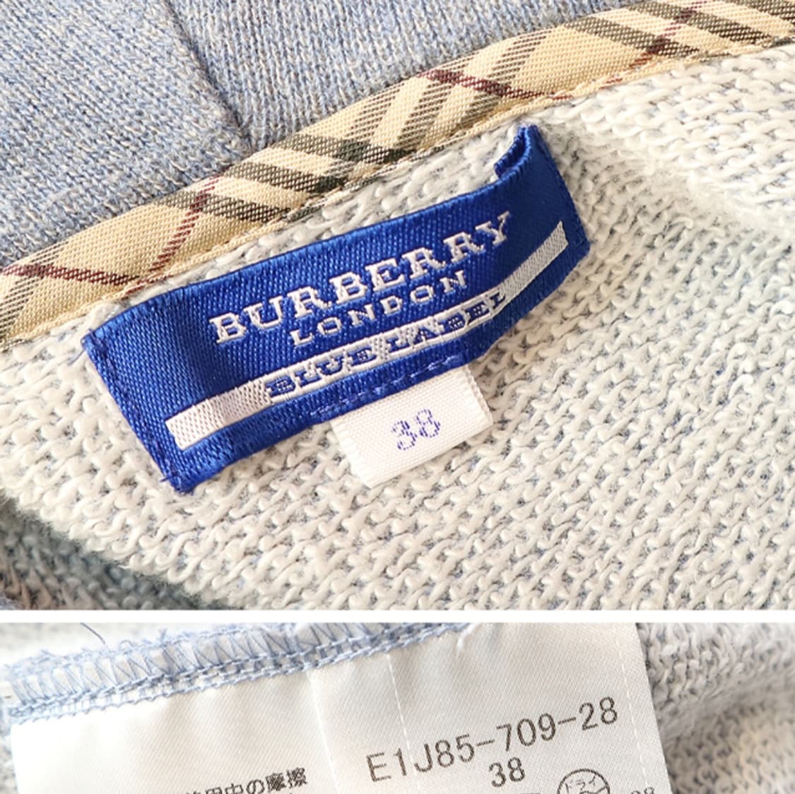 일본판 BURBERRY 버버리 블루라벨 코튼100% 후드 빅로고 원피스 상품이미지8