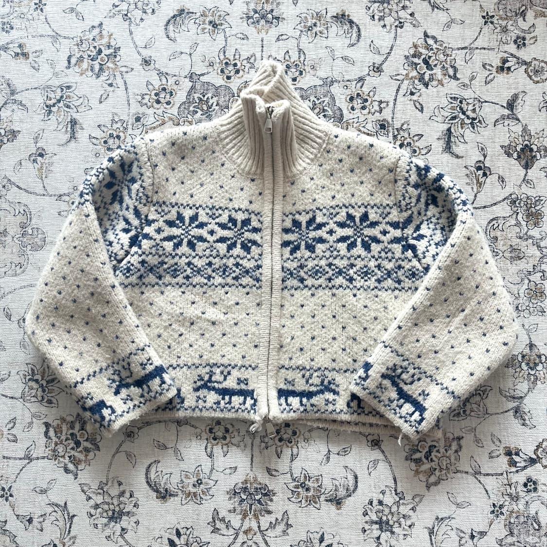 빈티지 노르딕 패턴 니트 집업 상품이미지1