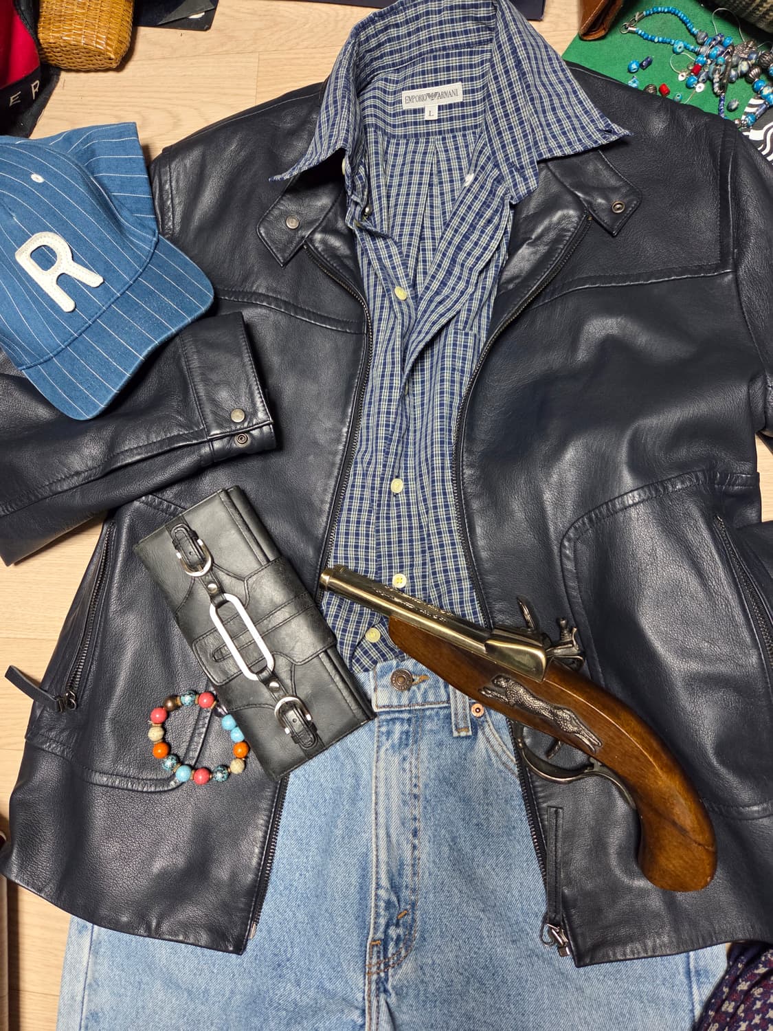 (3회 착)ZIO SONGZIO 송지오 네이비 양가죽 자켓 램스킨 레더 상품이미지5