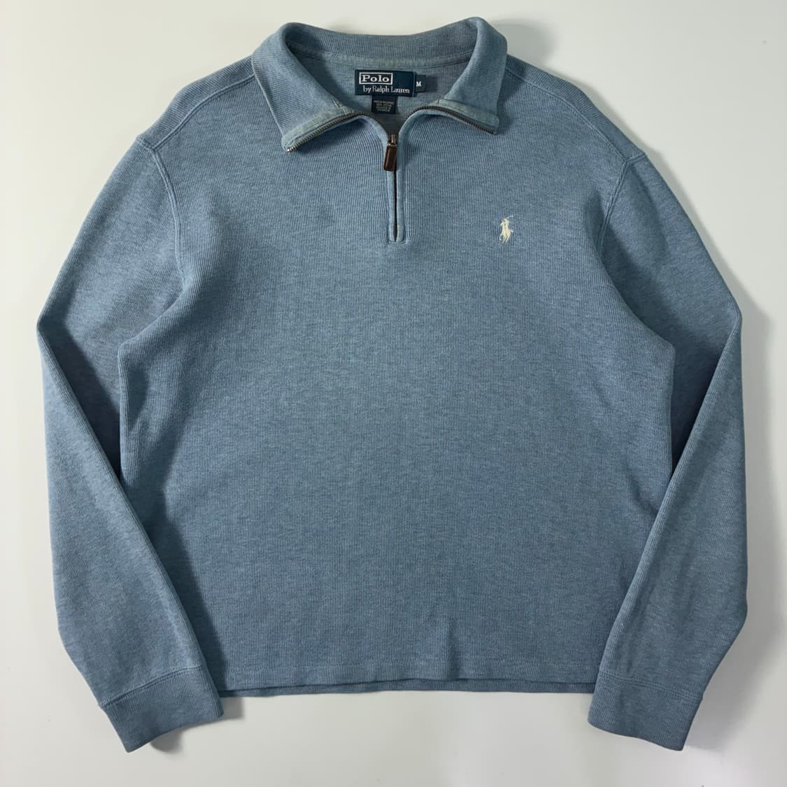 Polo 폴로 랄프로렌 파스텔블루 화이트 포니 쿼터집업 니트 상품이미지1
