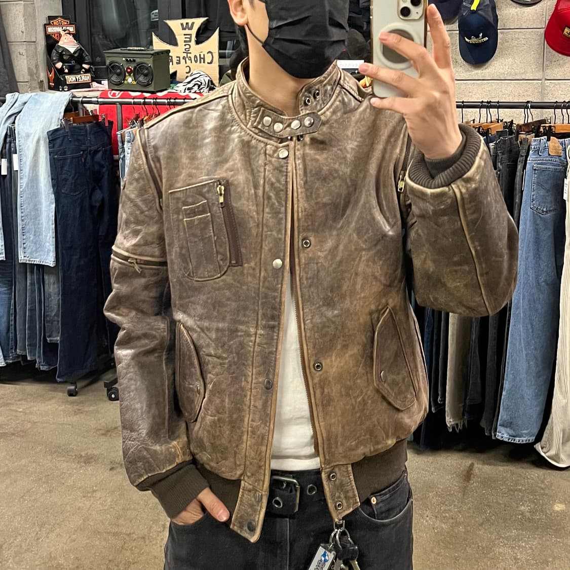 90s Hein Gericke 가죽 라이더 자켓 (100-105) 상품이미지10