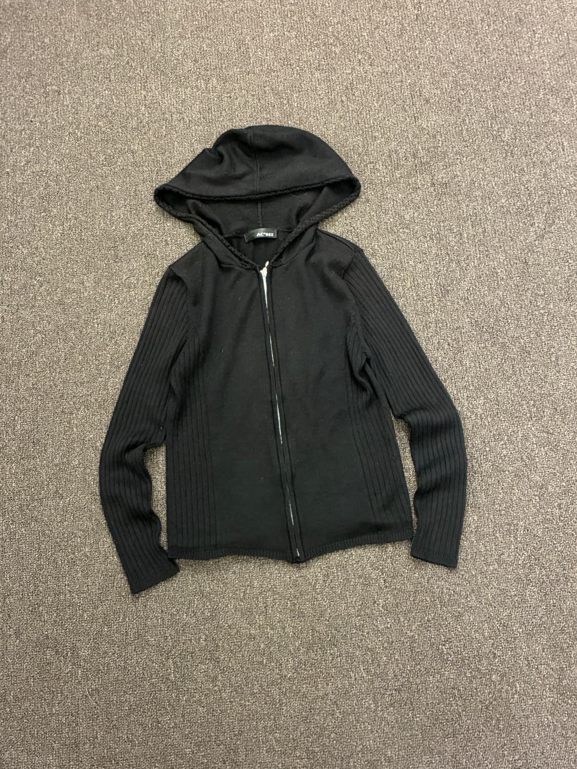 M)Japanese vintage 블랙 니트 후드 집업 상품이미지3