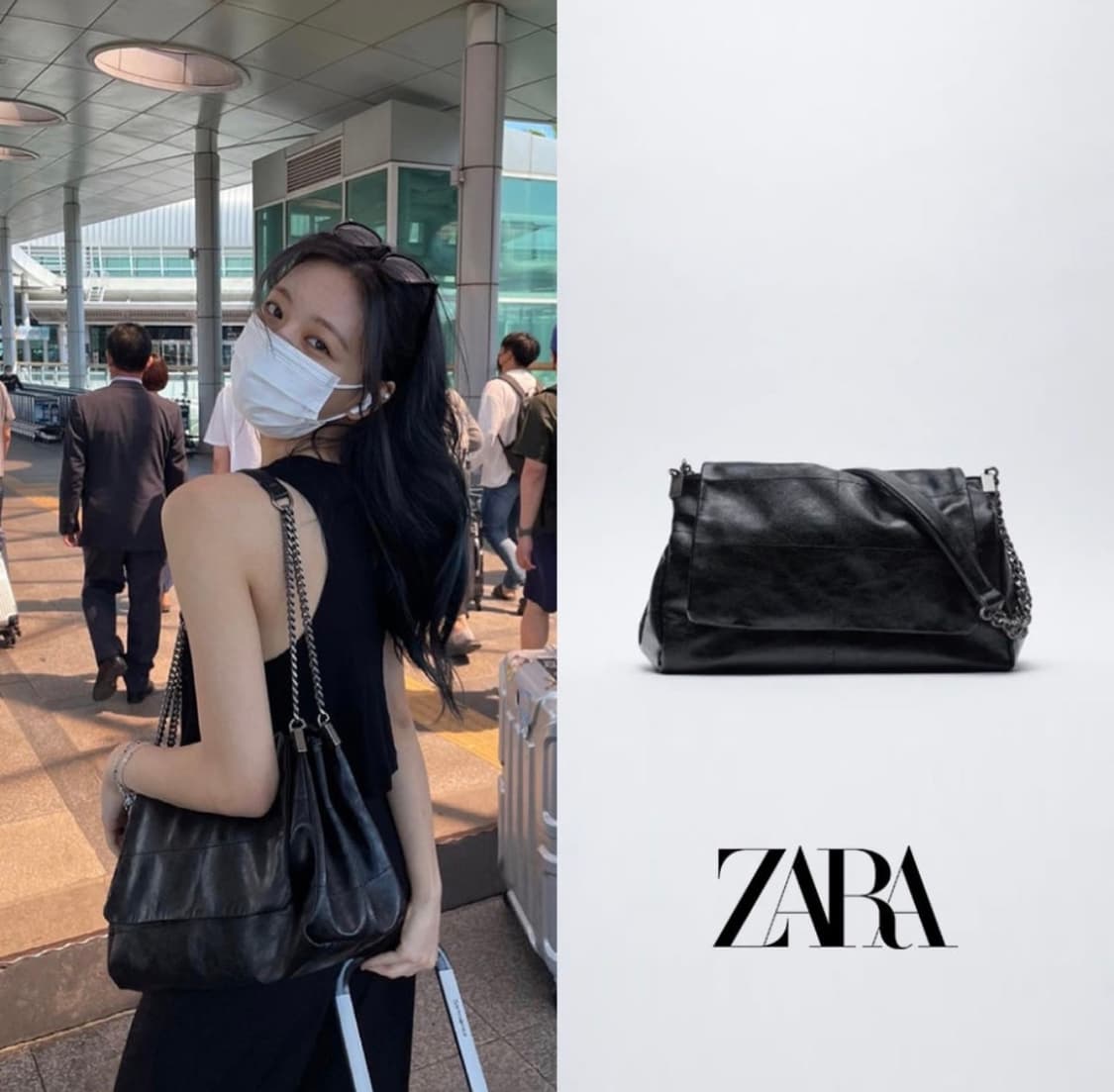 ZARA 락 플랩 숄더백 블랙 상품이미지1