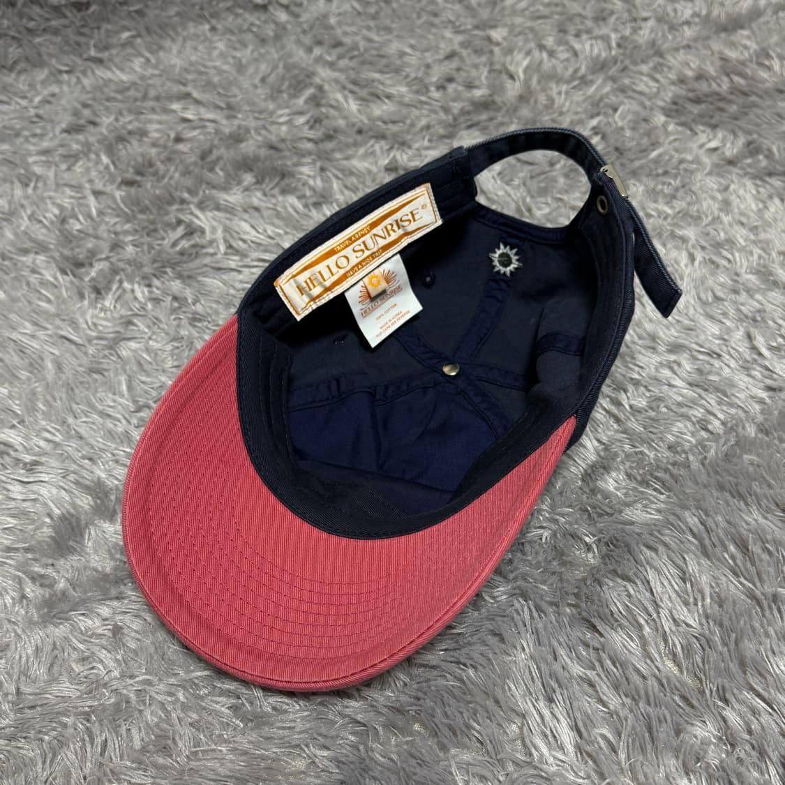 [F] 헬로선라이즈 투톤 워시드 오지 로고 캡 빈티지 네이비/핑크 상품이미지2
