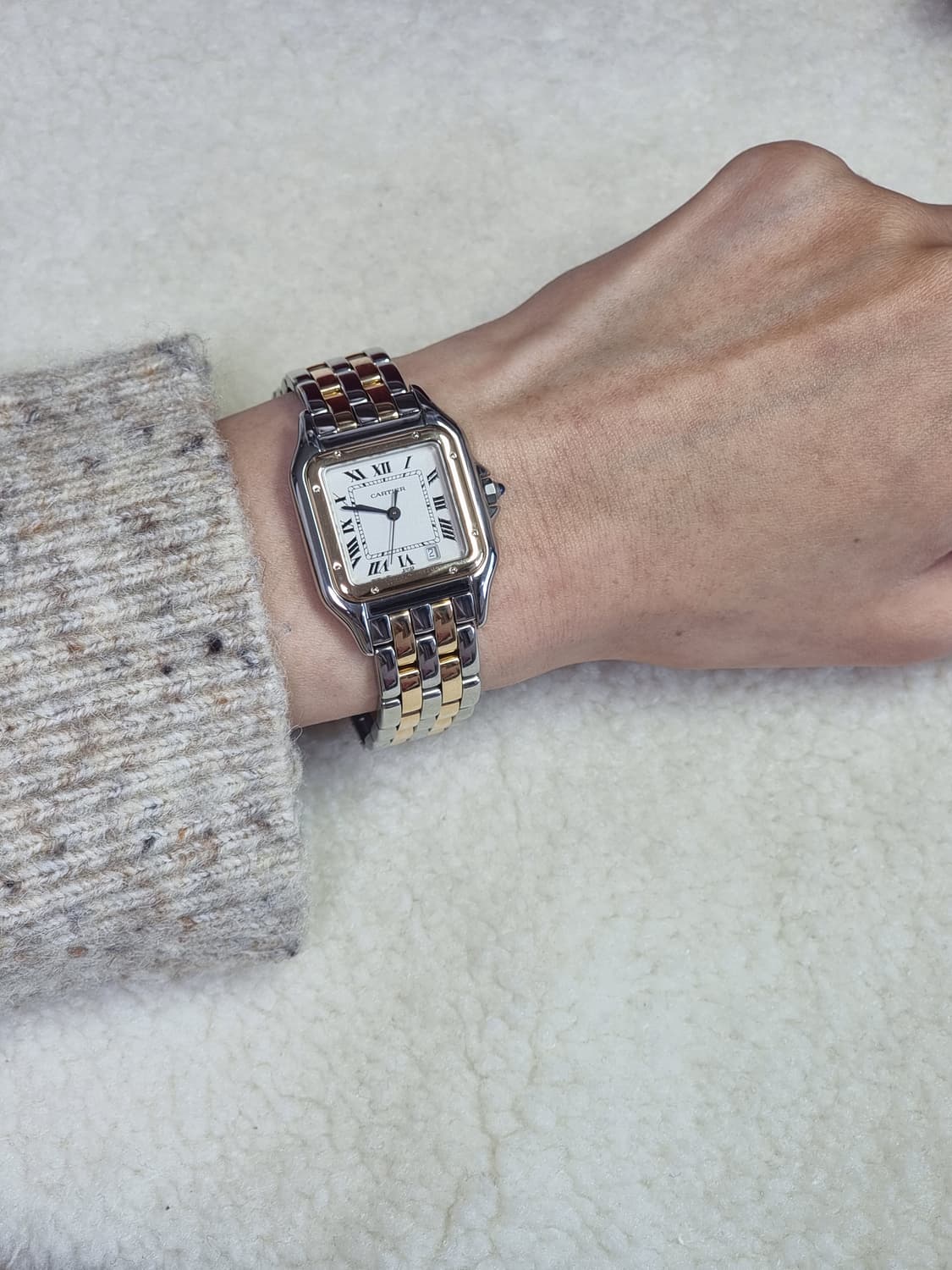 까르띠에 팬더 18K 두줄 콤비 M 쿼츠 남녀공용 시계  상품이미지8
