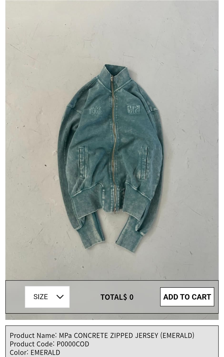 MPa CONCRETE ZIPPED JERSEY 상품이미지1