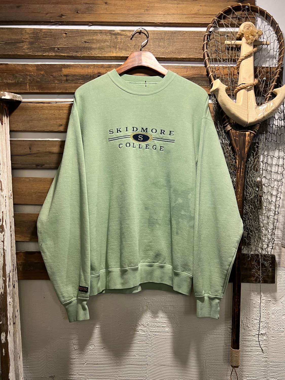 [M]90's Jansport USA 그린 가먼트다잉 스웻셔츠 상품이미지1