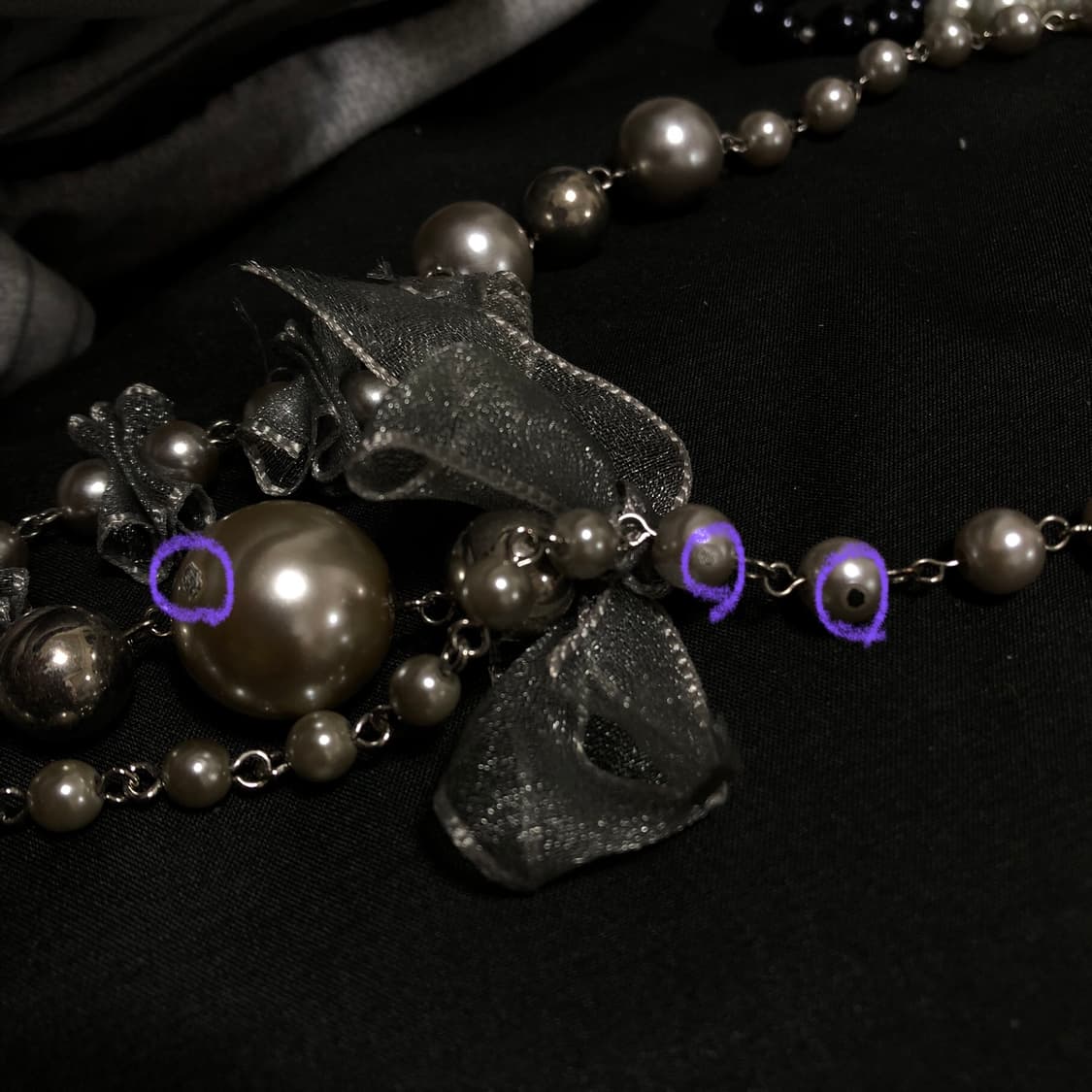 빈티지 실버 진주 리본 드롭 롱목걸이 페어리 갸루 오리엔탈 상품이미지5