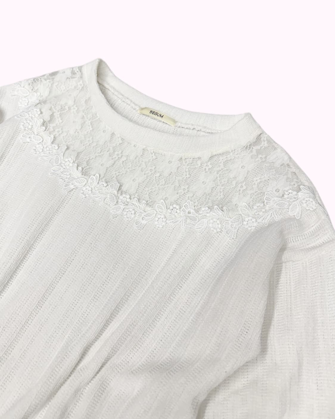lace see-through yoke white knit 상품이미지2