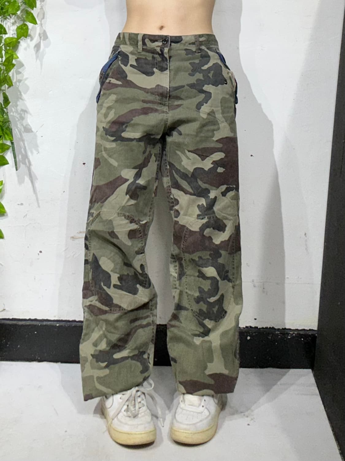 일본 빈티지 Blue Harvest 와이드 밀리터리 카모 더블니 팬츠 상품이미지2