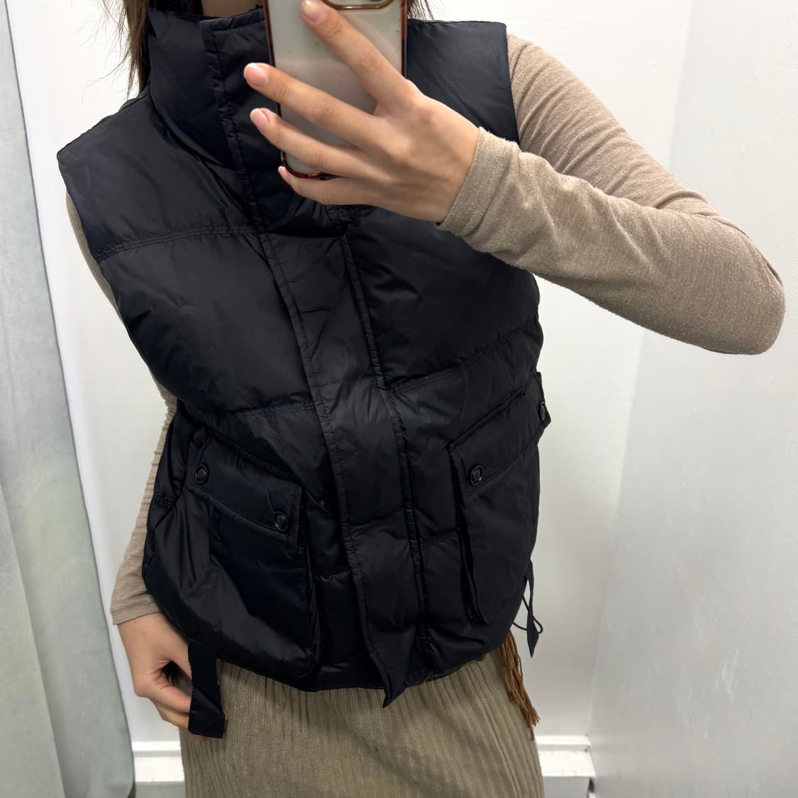블랙 구스다운 패딩 베스트 상품이미지2