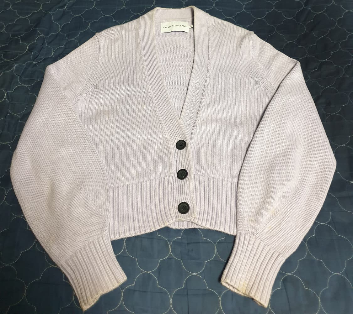 (단종매물) 캘빈클라인 진 크롭  버튼다운 코튼 가디건 연보라 (XS) 상품이미지2