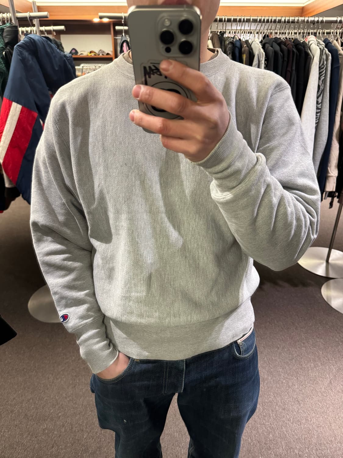 S)챔피온 빈티지 그레이 스웻셔츠 상품이미지1