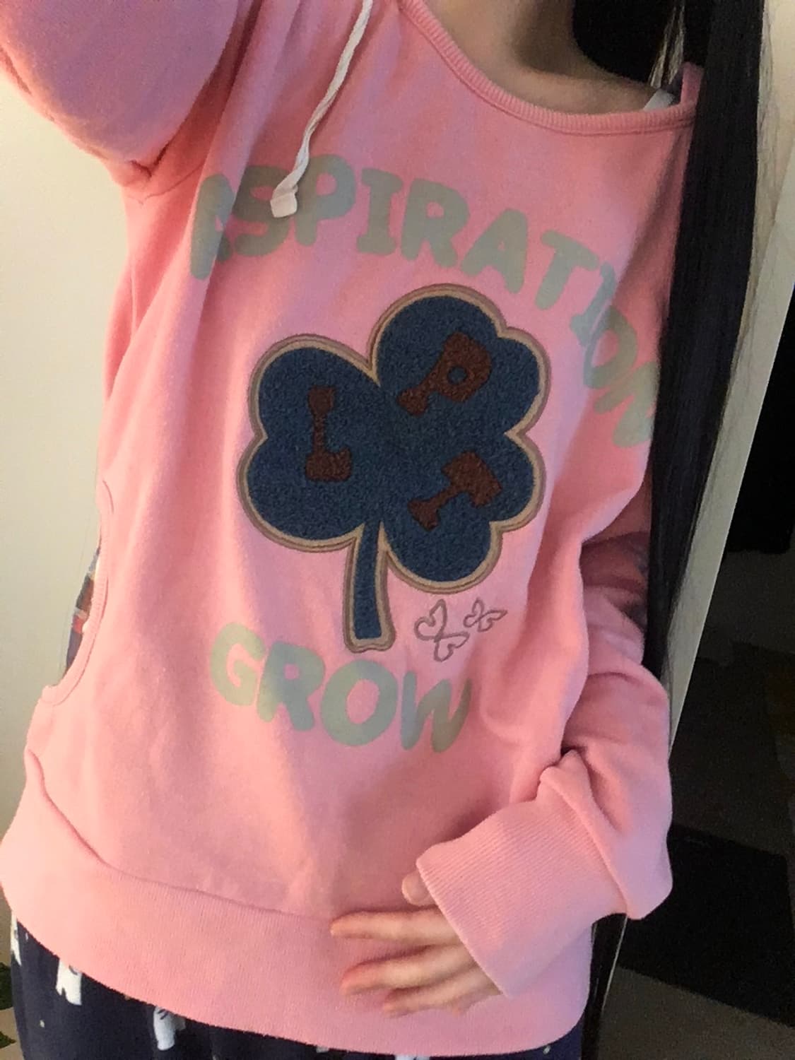 클로버패치 핑크블루 타탄체크 후드티 모리걸 갸루 상품이미지4