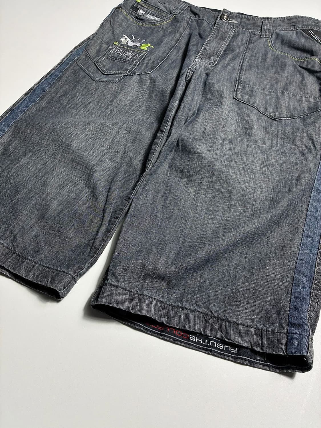 푸부 FUBU Y2K 자수 디테일 데님 반바지 R2354 상품이미지4