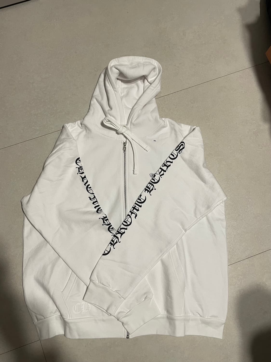크롬하츠 스크롤라벨 후드집업 화이트 XL 상품이미지3