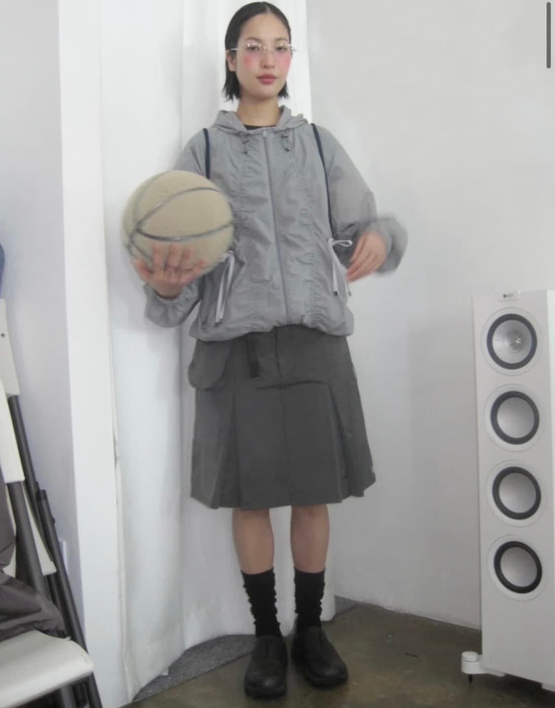 RIBBON WINDBREAKER LIGHT GREY 상품이미지2