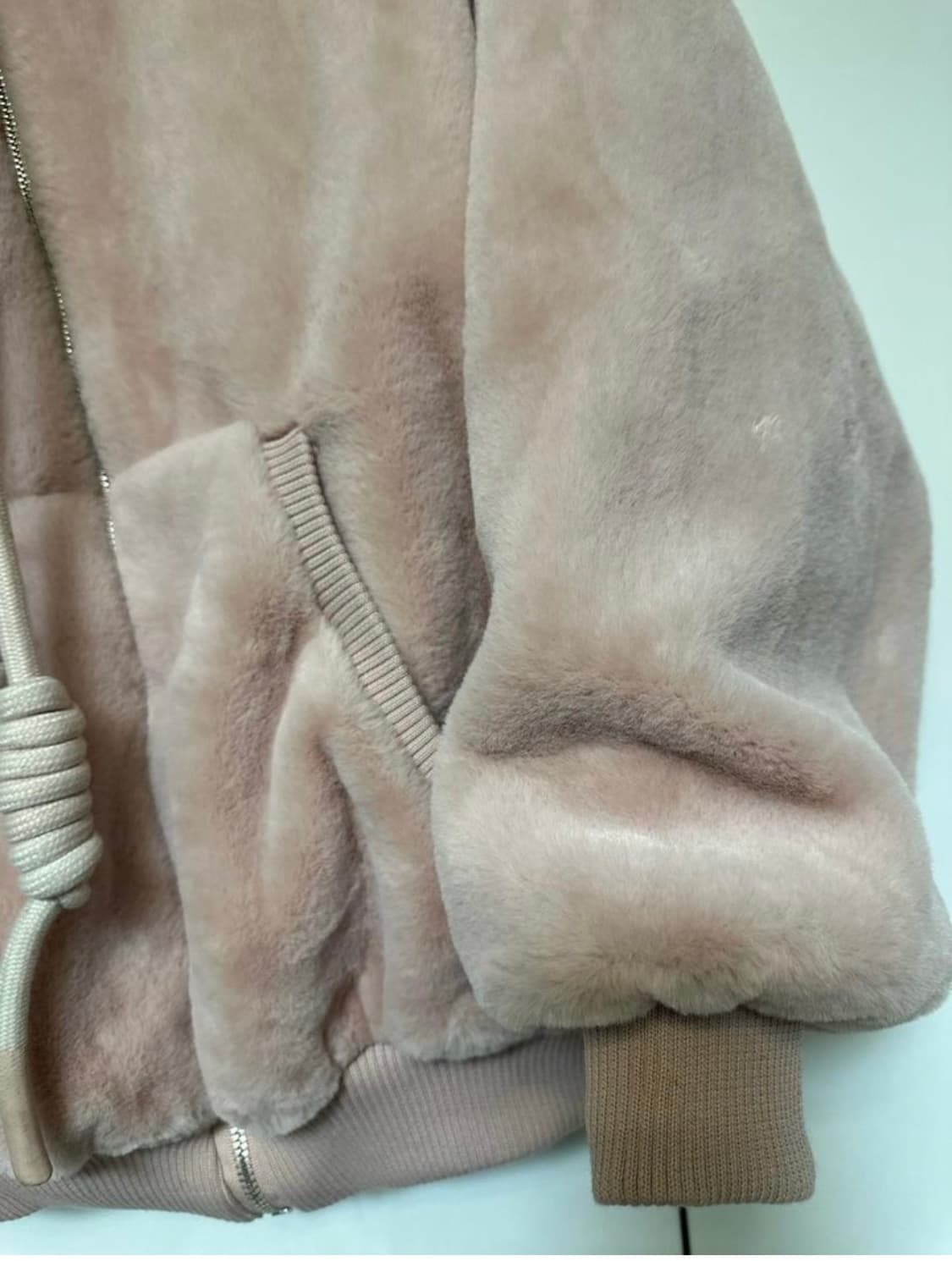 핑크 퍼 후드 집업 상품이미지4