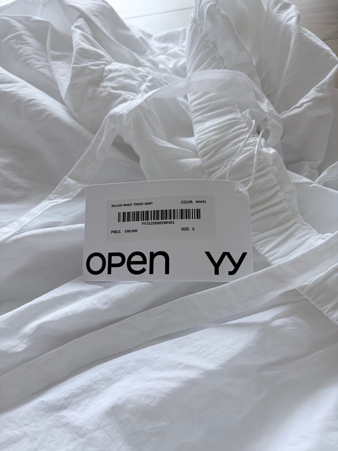 오픈와이와이 rolled waist 티어드 스커트 화이트 상품이미지5