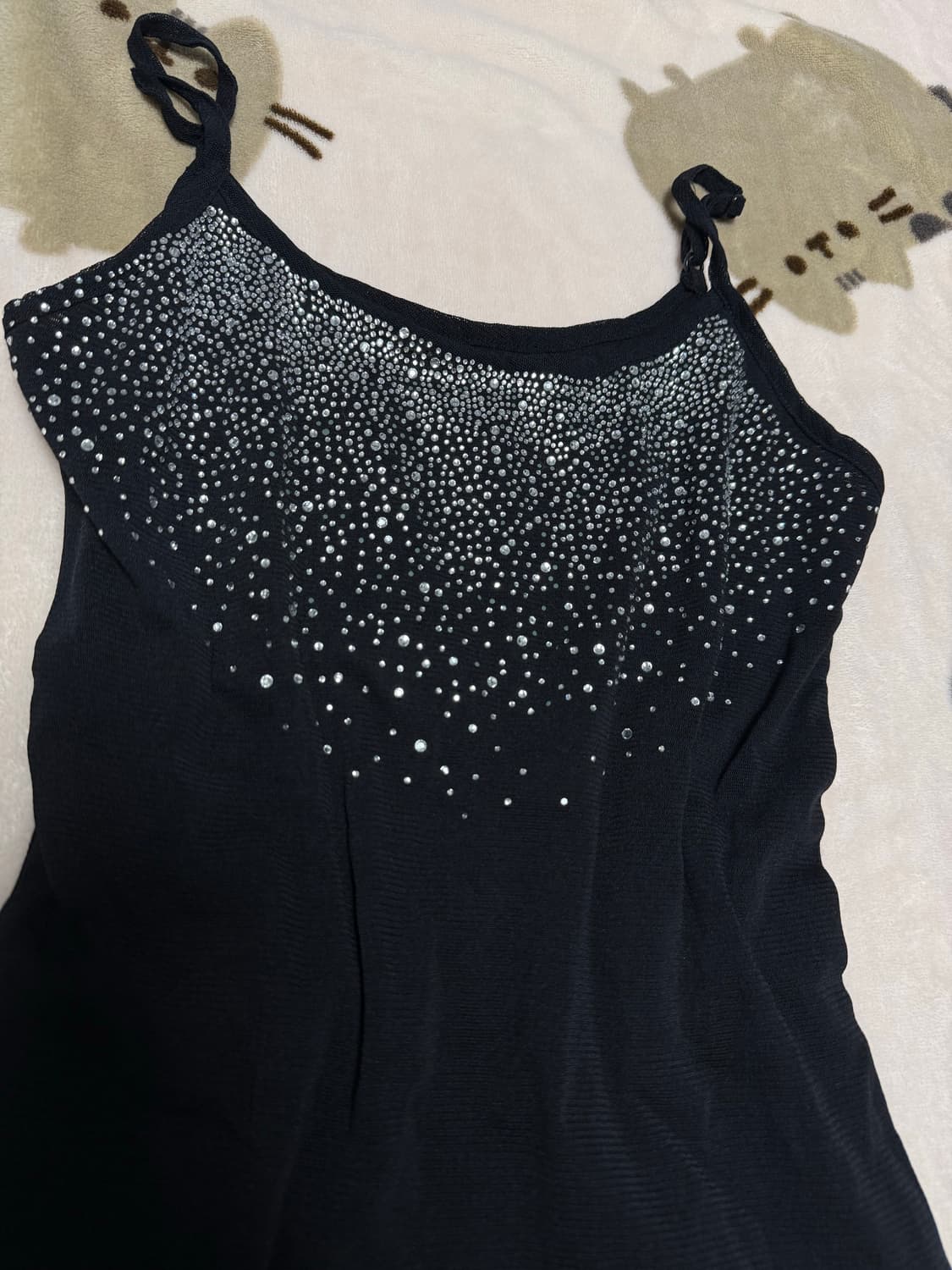 라인스톤 슬리브리스 블랙 상품이미지2