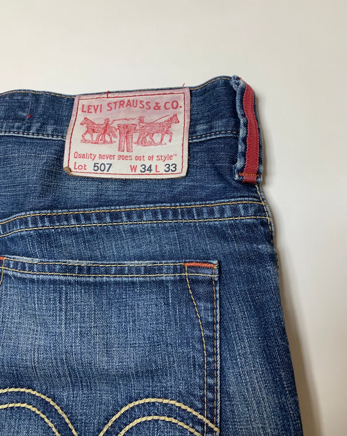 [34] 빈티지 리바이스 507 세미 부츠컷 워싱 데님 팬츠 상품이미지5