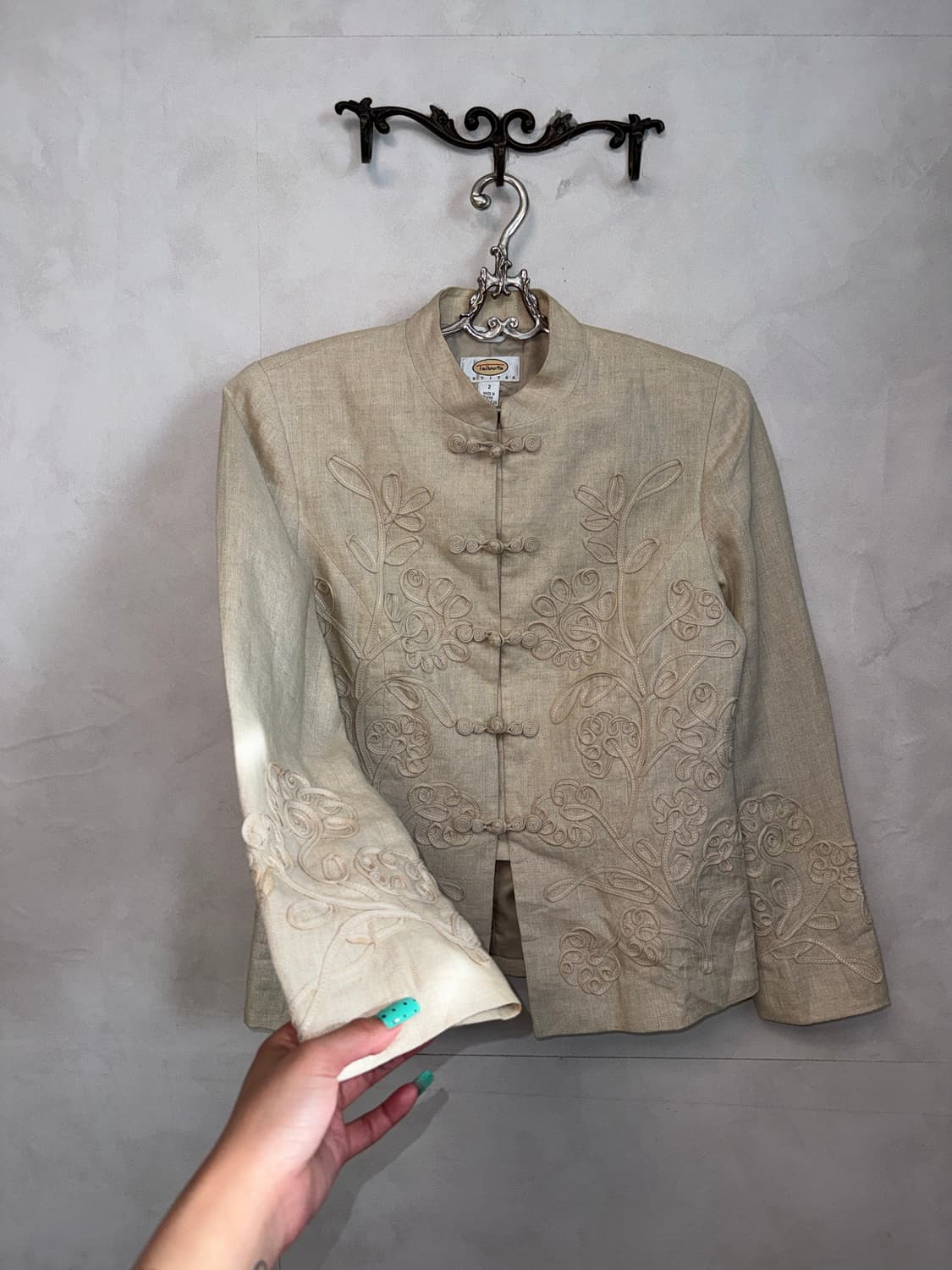 Talbots ivory linen oriental button jk 상품이미지3