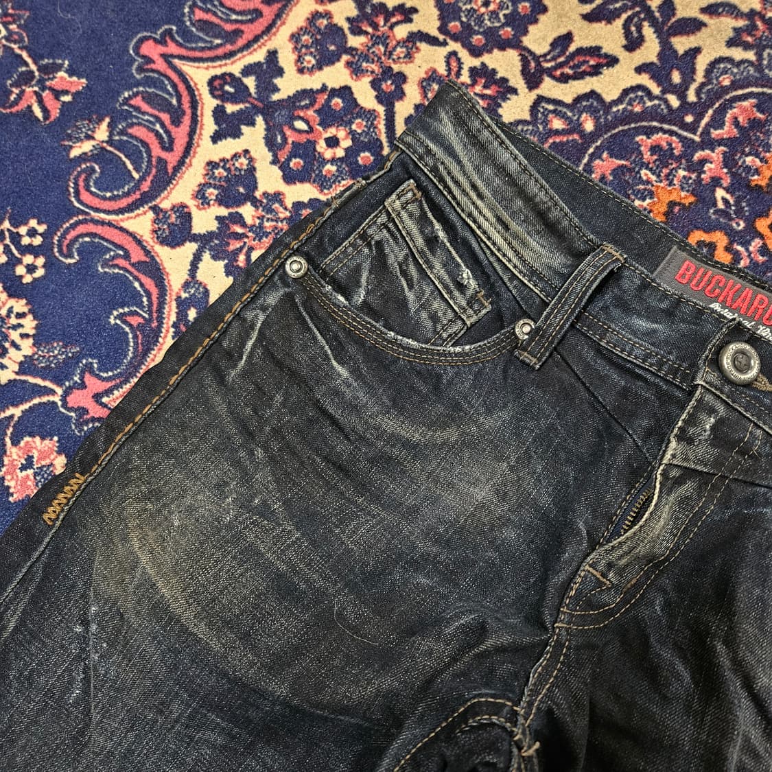 버커루 빈티지 y2k 워시드 가죽 포켓패치 데님 청바지 32 상품이미지6