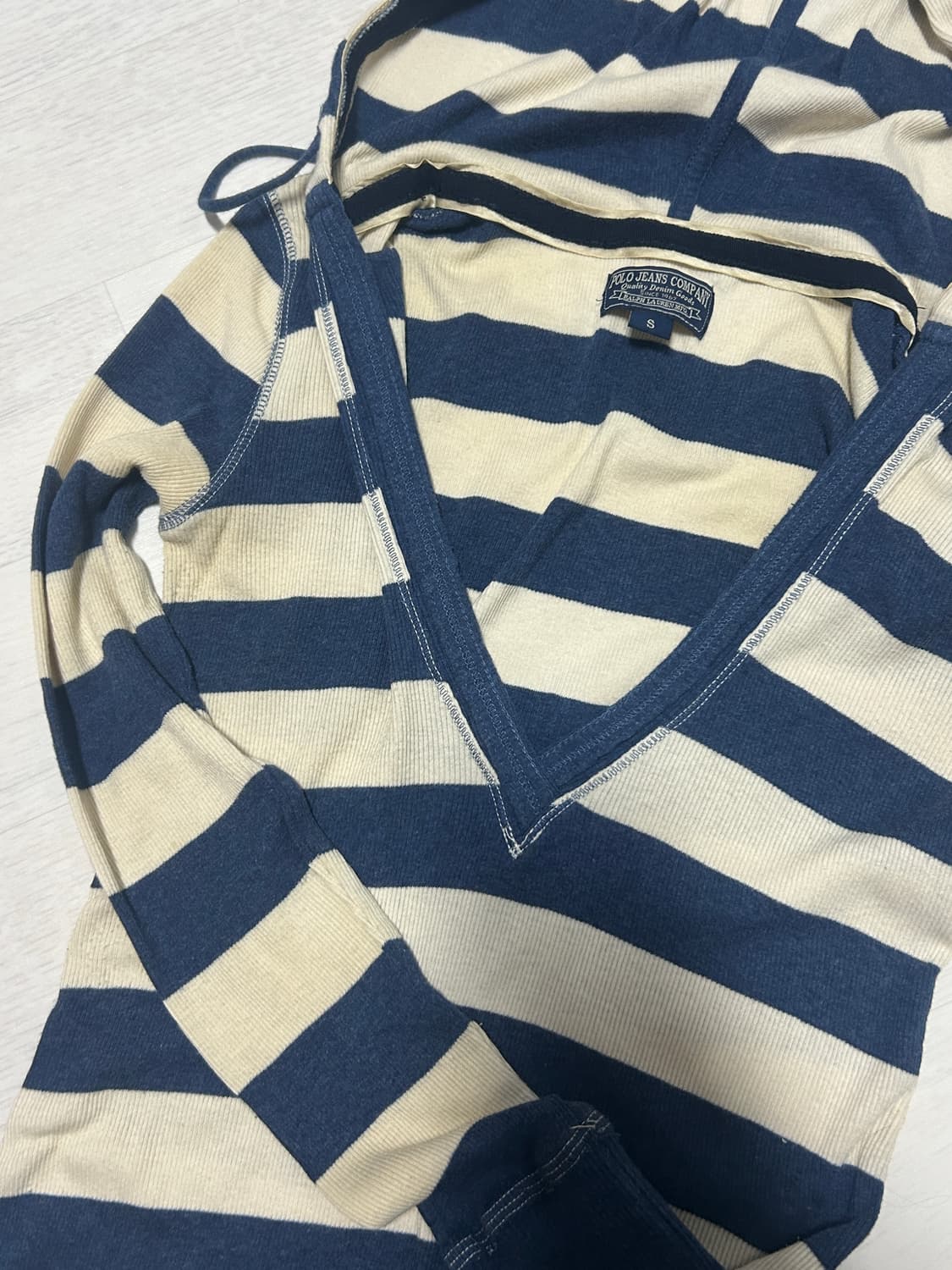 (무배) 폴로 진스 단가라 네이비 브이넥 니트 상품이미지5