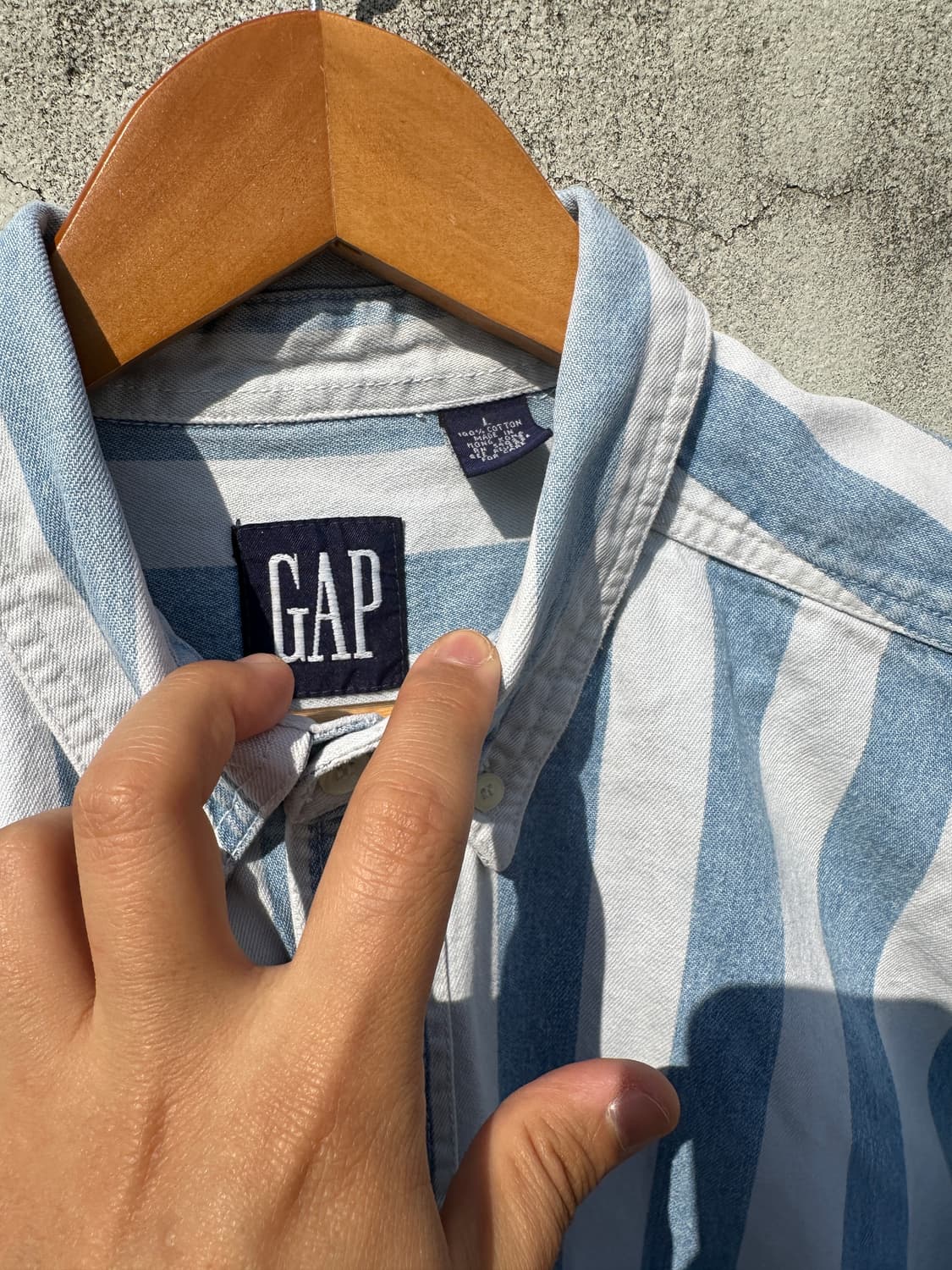 [XL] 00s GAP 올드 갭 스트라이프 트윌코튼 셔츠 상품이미지3