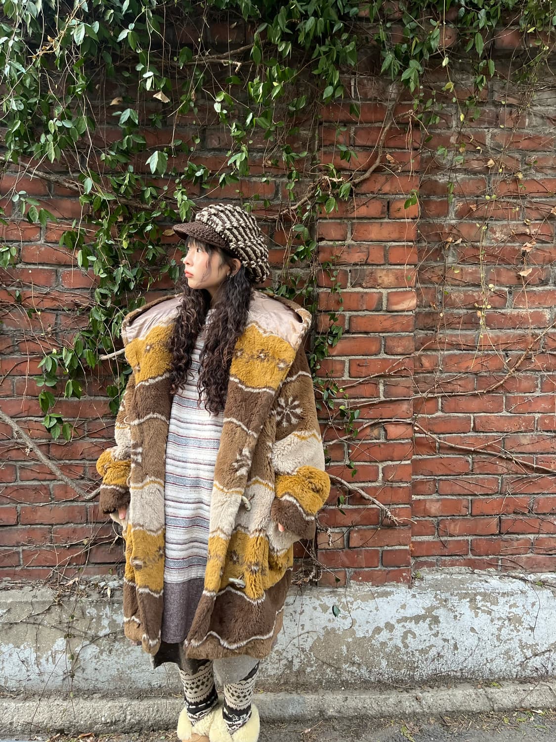 겨울 히피 에코 퍼 코트 상품이미지6