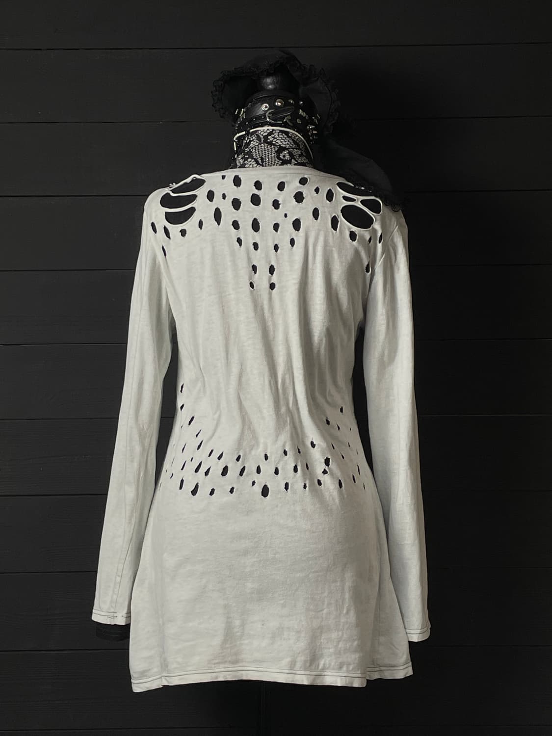 H. NAOTO ANARCHY 펑크 데미지 스컬 해골 양면 롱슬리브 상품이미지4