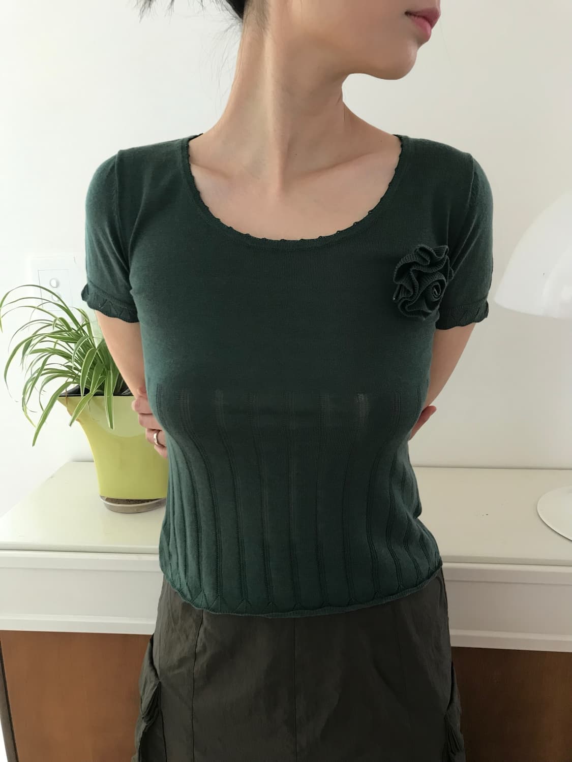vintage rose green top 상품이미지5