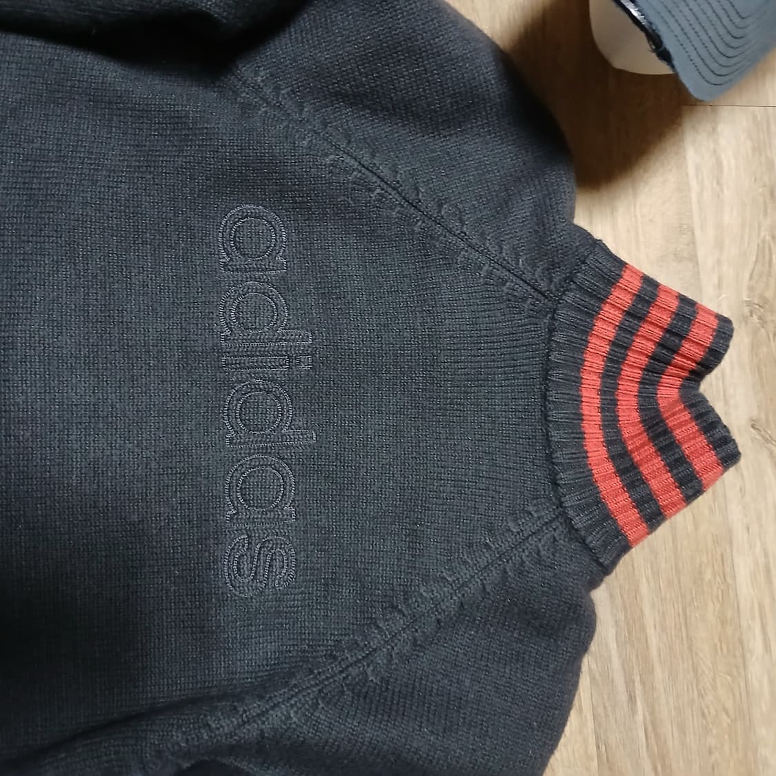 올드스쿨 아디다스 adidas 니트 누빔 점퍼 집업 자켓 패딩 상품이미지2