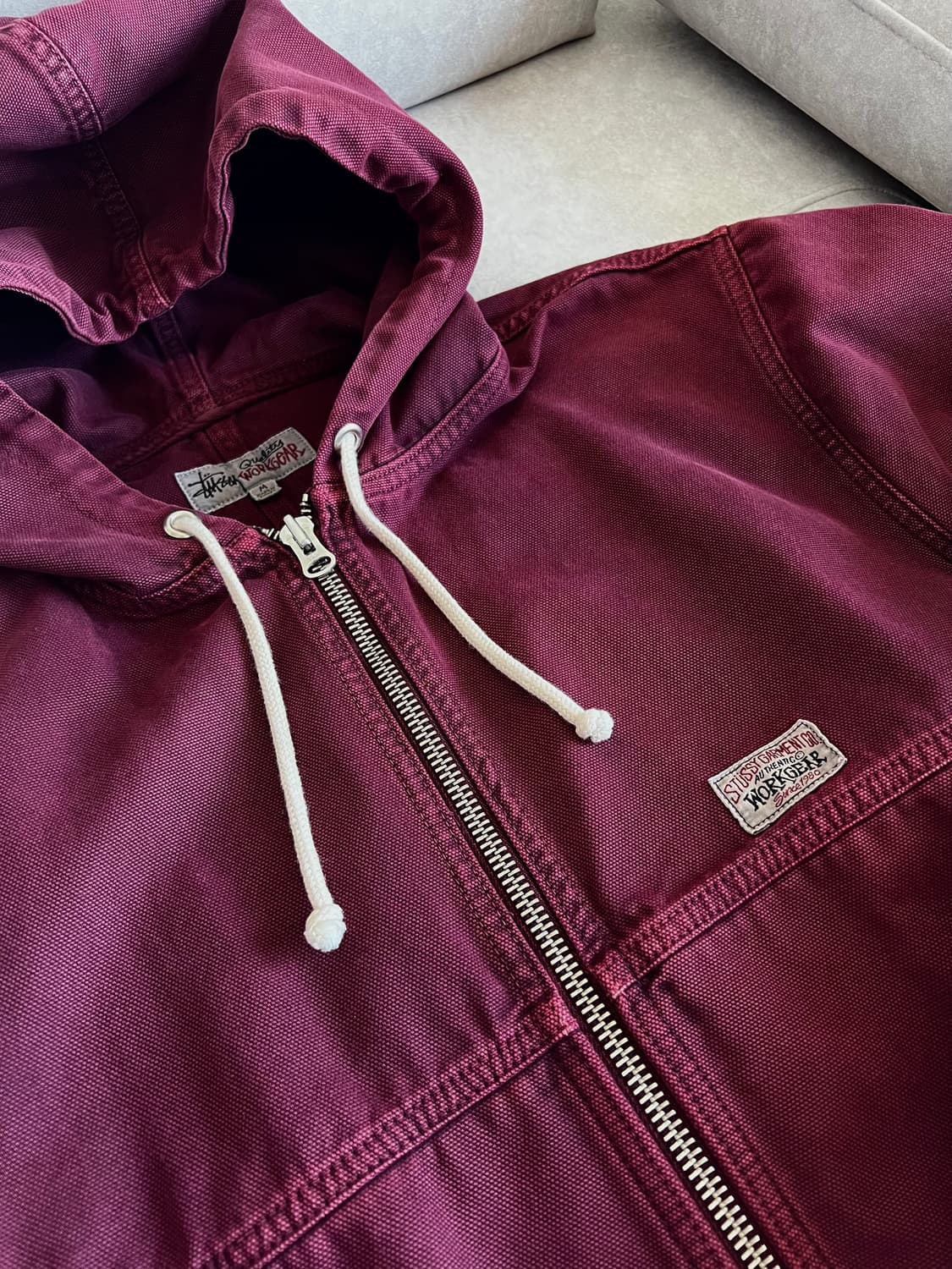 스투시 캔버스 워크 후드 자켓 와인 상품이미지4