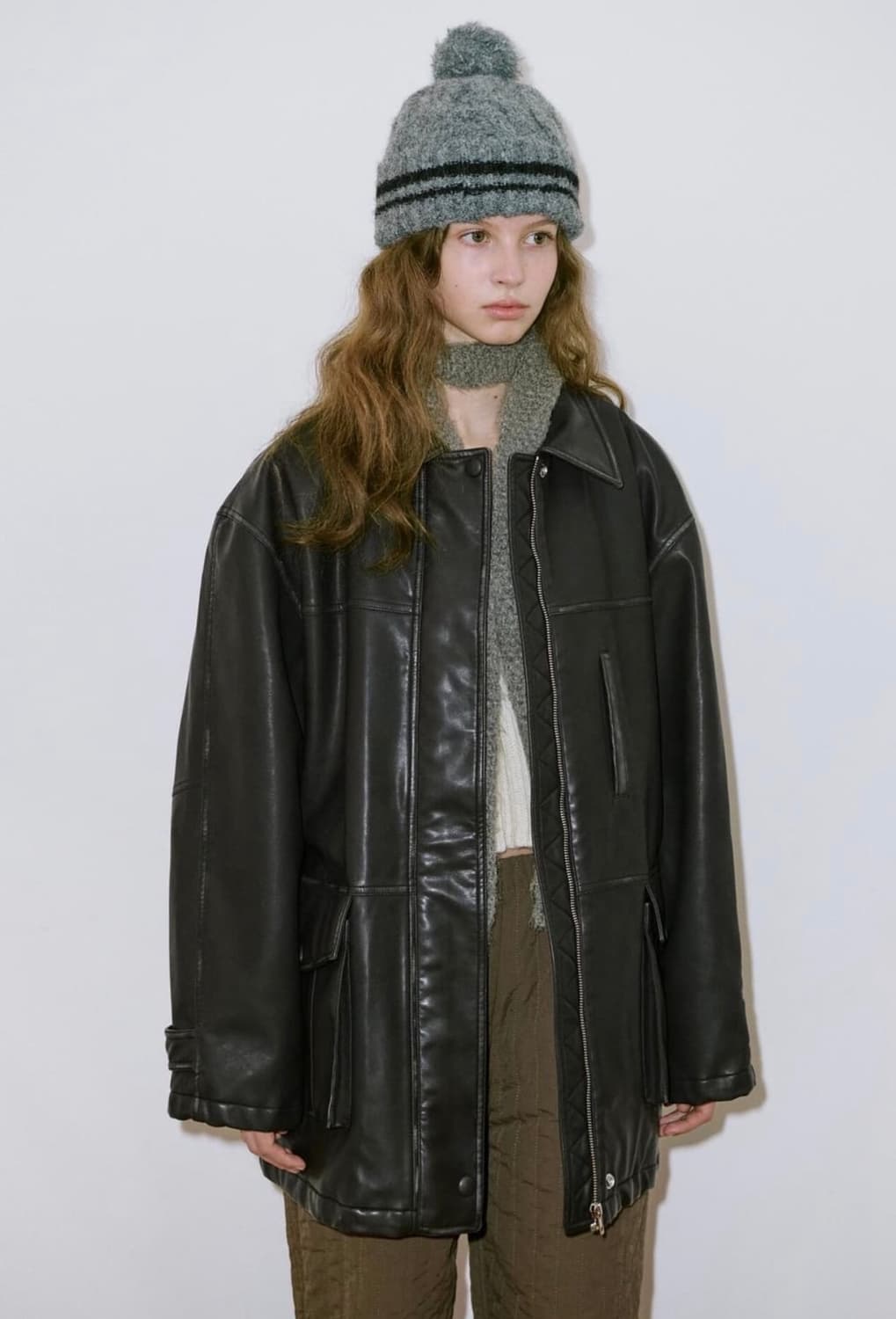 시눈 워싱 레더 자켓 상품이미지1