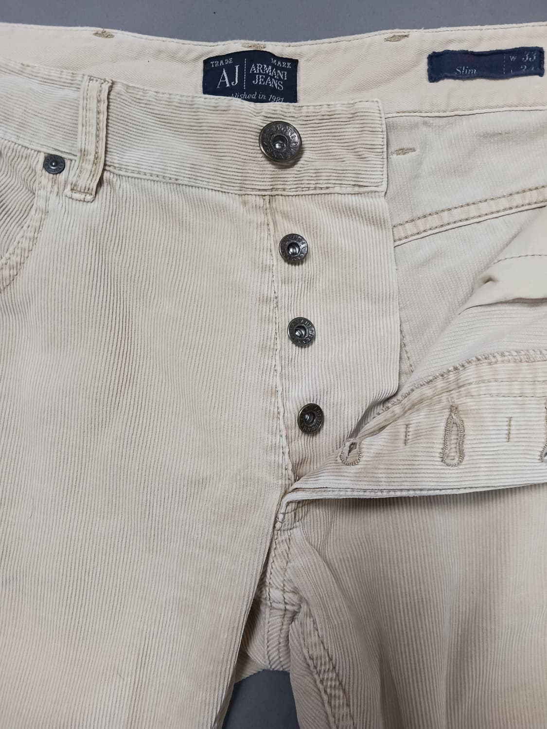 [33] 아르마니 진스 아이보리 J23 슬림핏 코듀로이 팬츠 상품이미지6