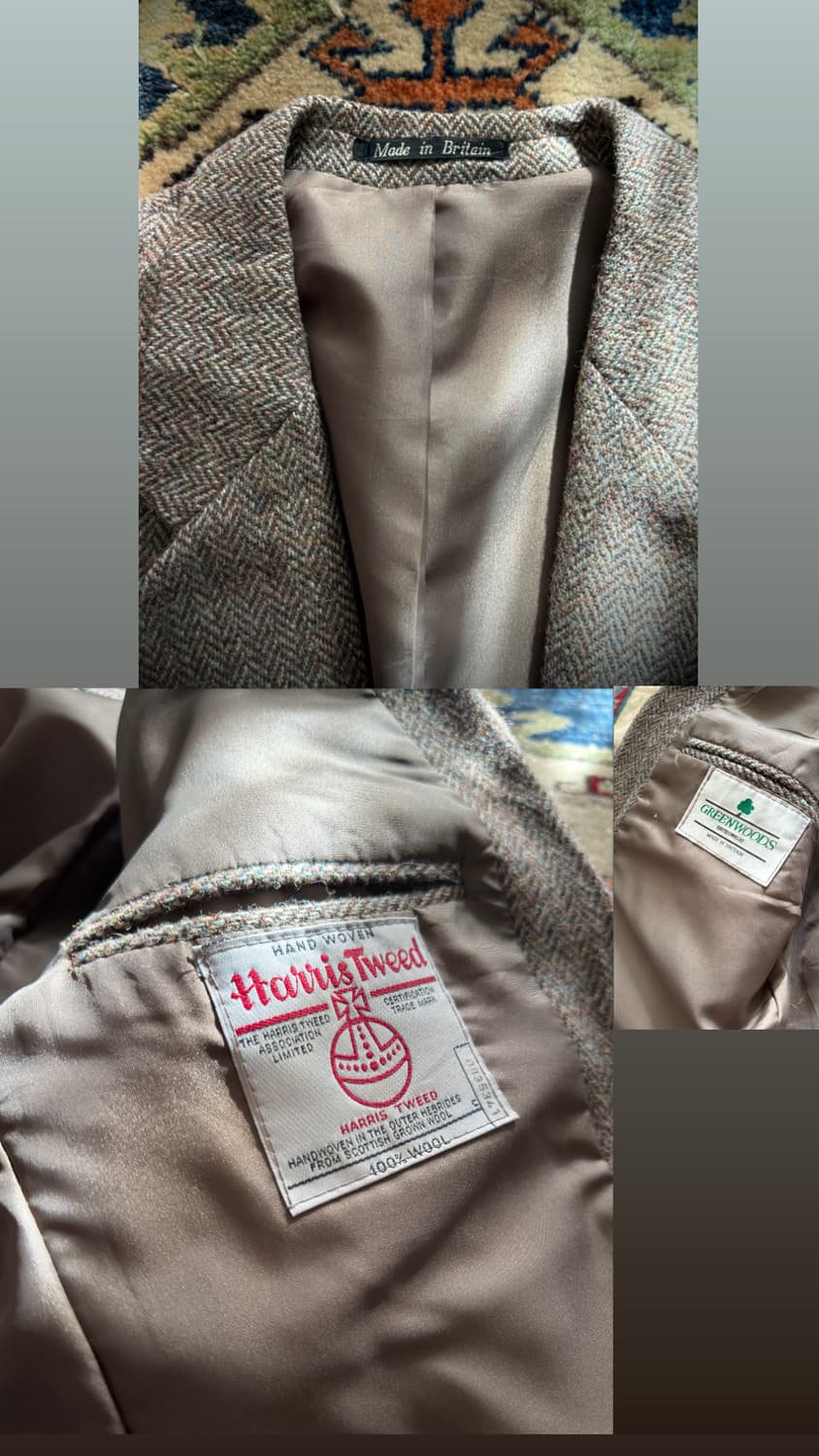 90s 헤리스트위드 그린우즈 헤링본 울 블레이저 상품이미지10